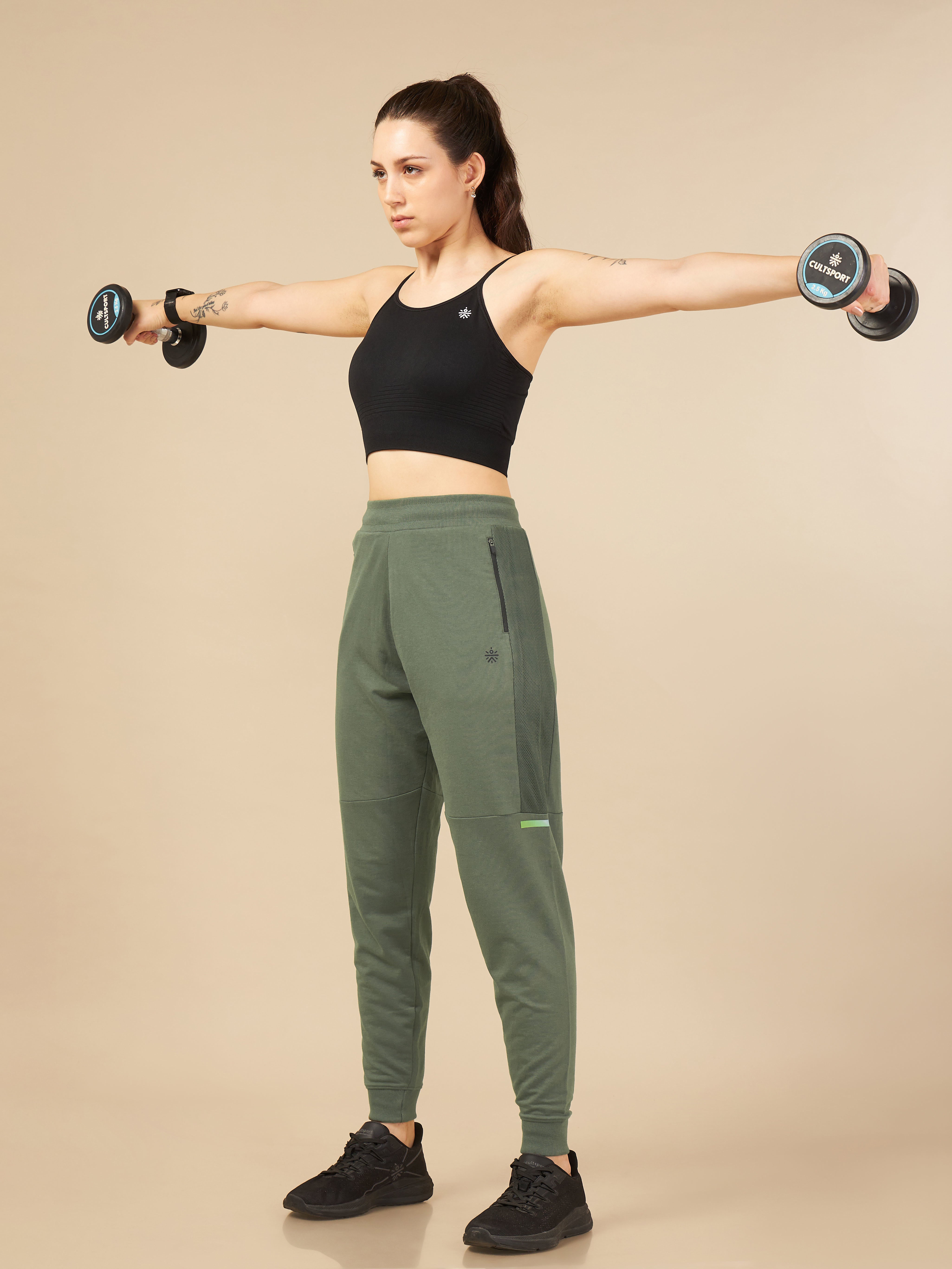 Women Olive Power Flex Joggers