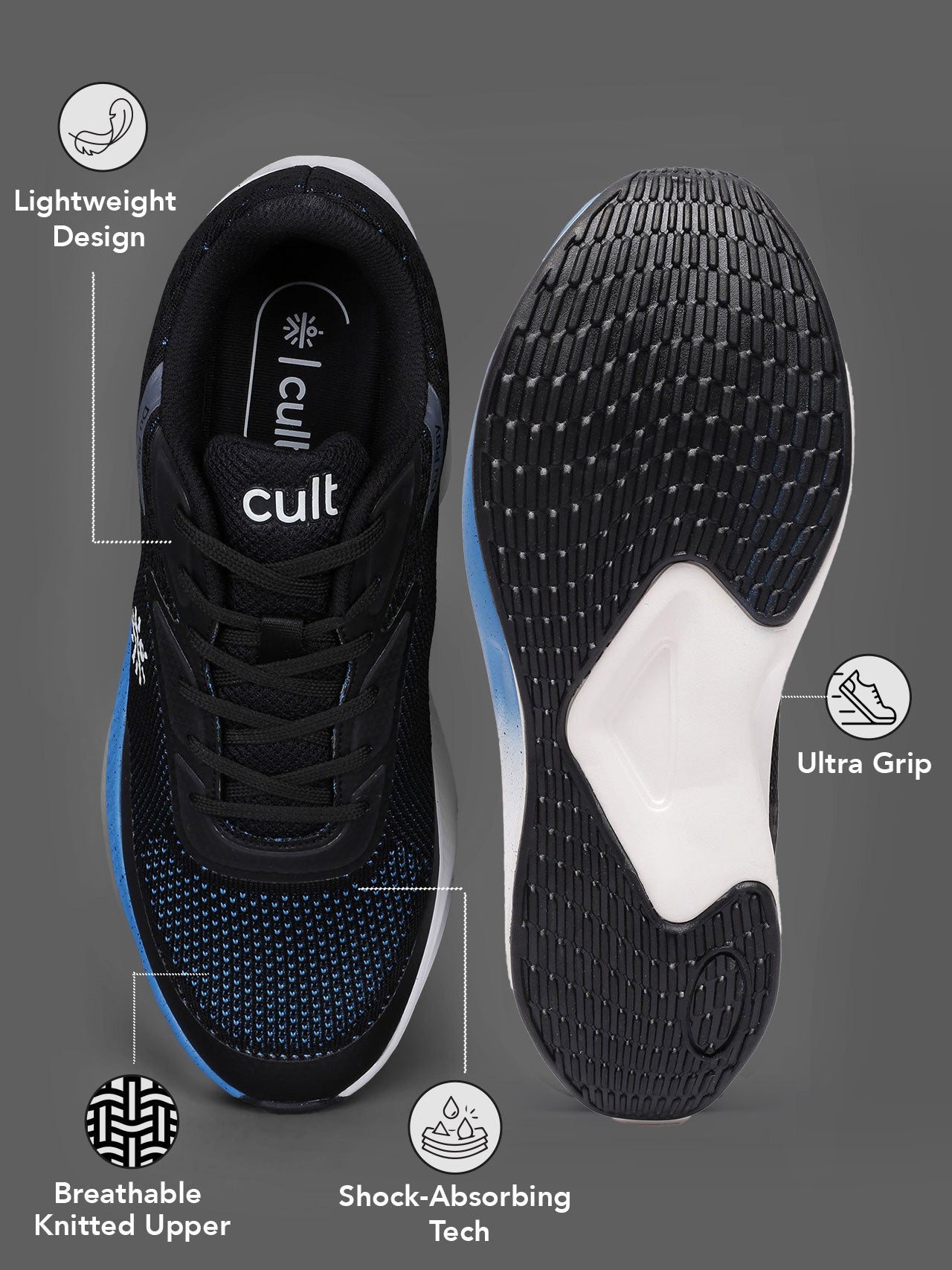 cult Men's DuPlay Casual Shoes - Black/Blue