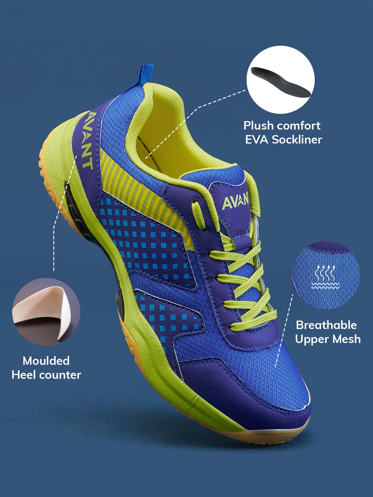Avant Men's FluidX Badminton Shoes- Blue/Yellow