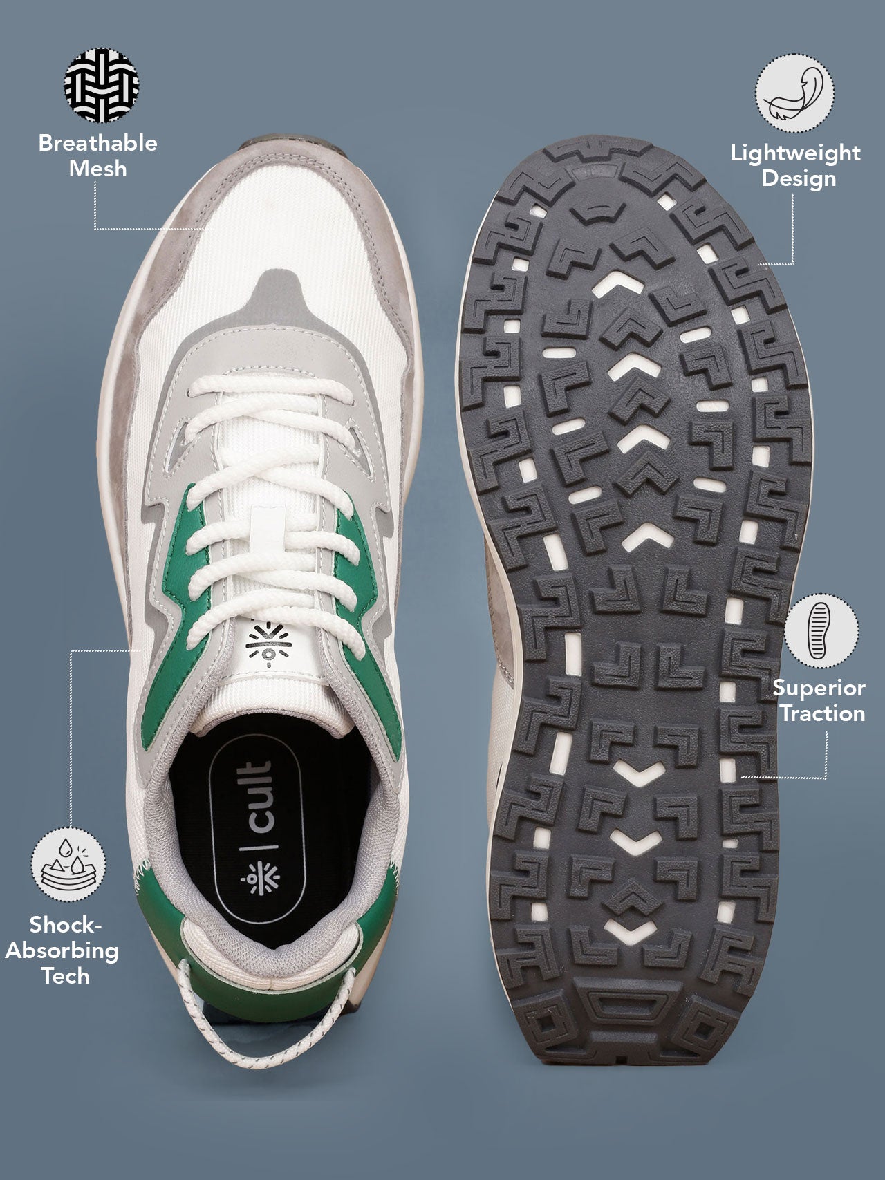 cult Men's StarDust Sneaker Shoes - White/Green