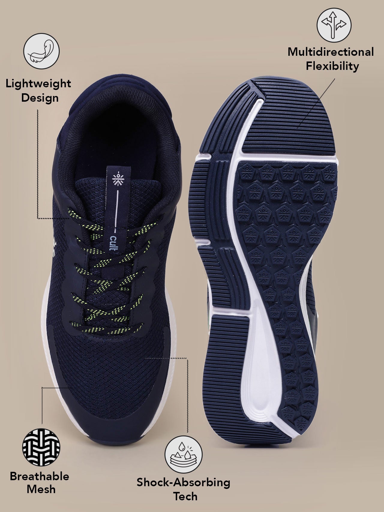 cult Men's SwiftStride Casual Shoes - Navy/Green