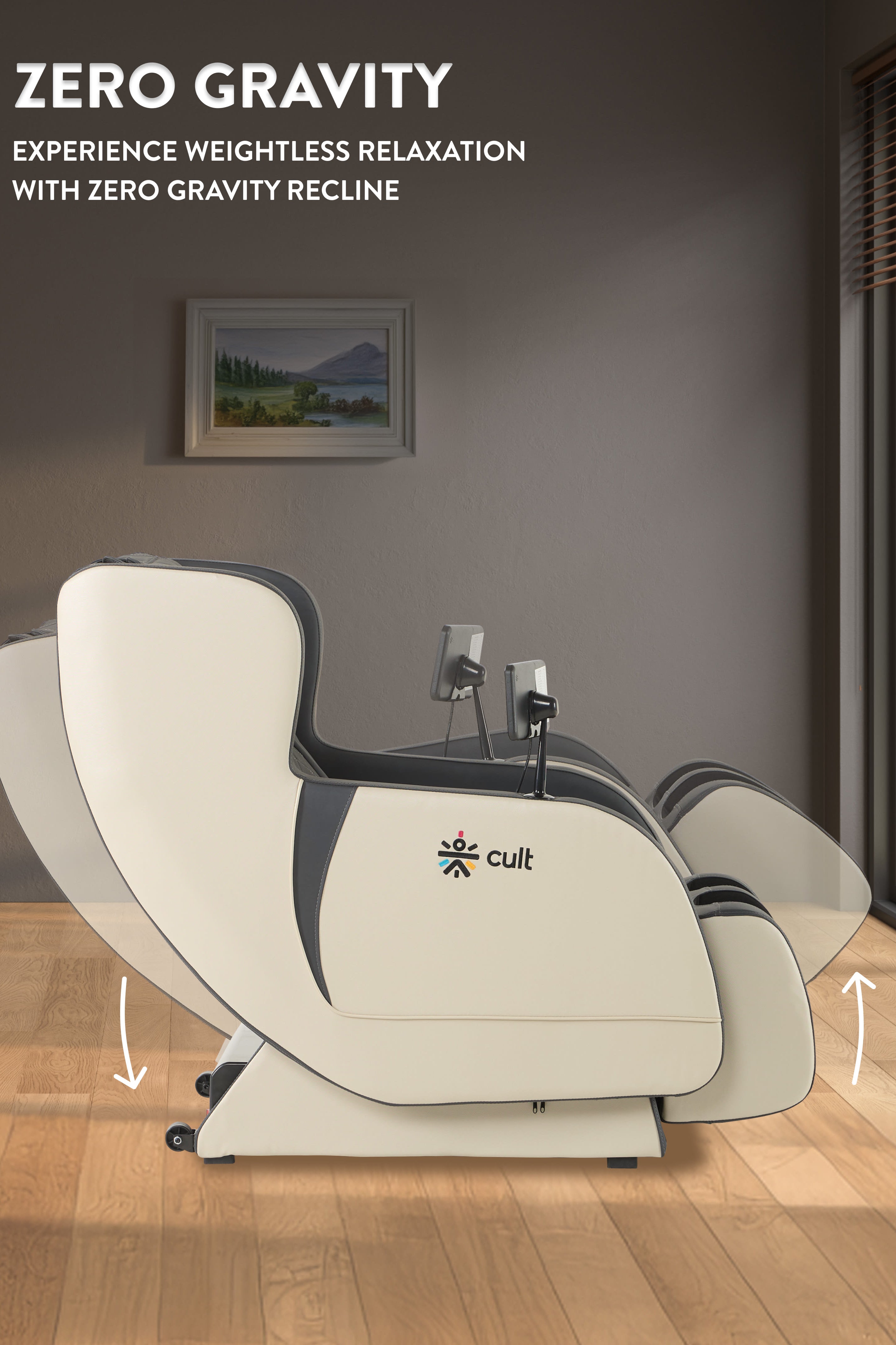 cult BlissGrey Massage Chair with Fixed Point Massage Technique and Bluetooth AI Voice Function for Full Body Massage At Home