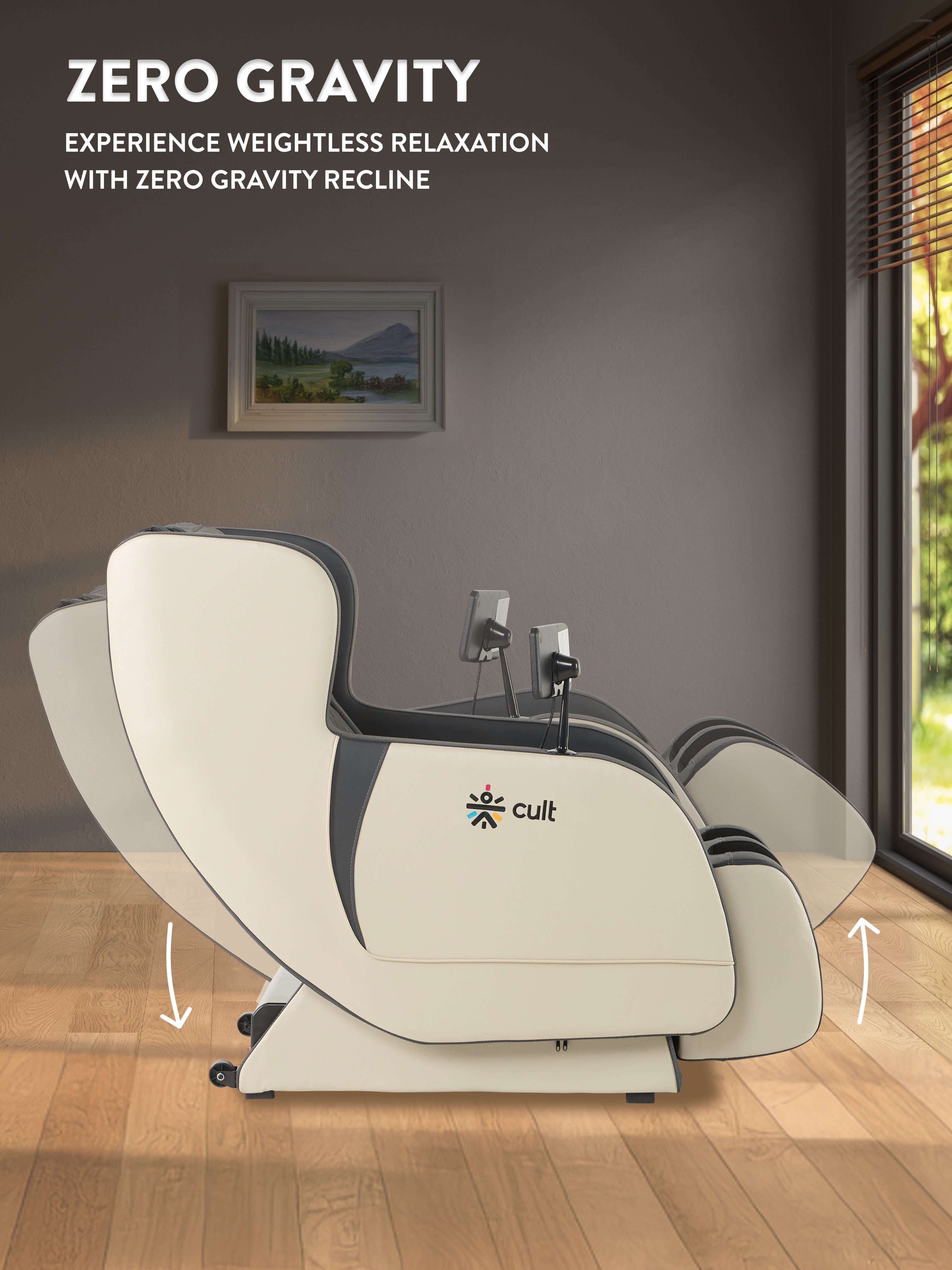 Cult BlissGrey Massage Chair with Fixed Point Massage Technique and Bluetooth AI Voice Function for Full Body Massage At Home