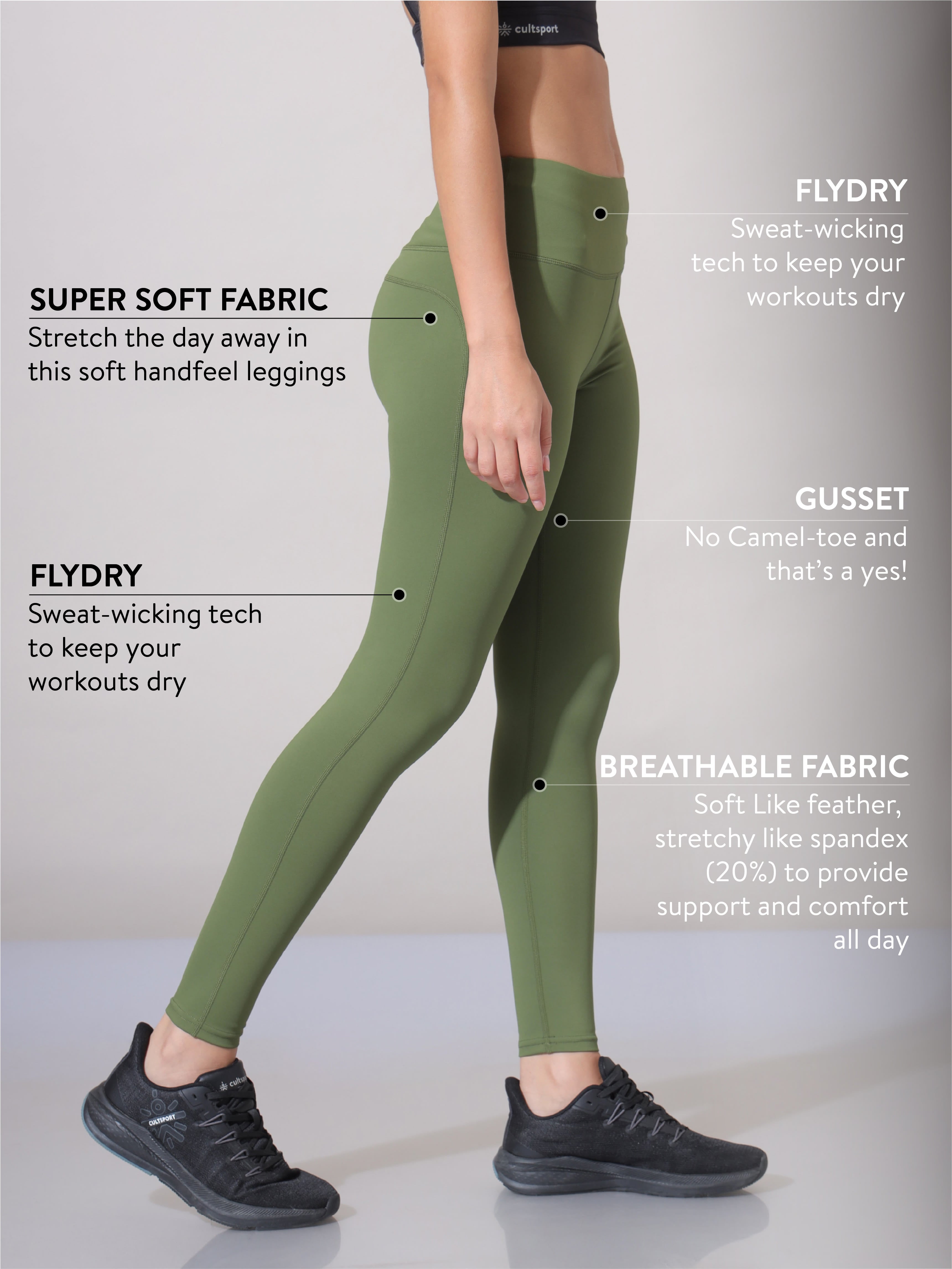 Olive Absolute Fit Solid Workout Tights