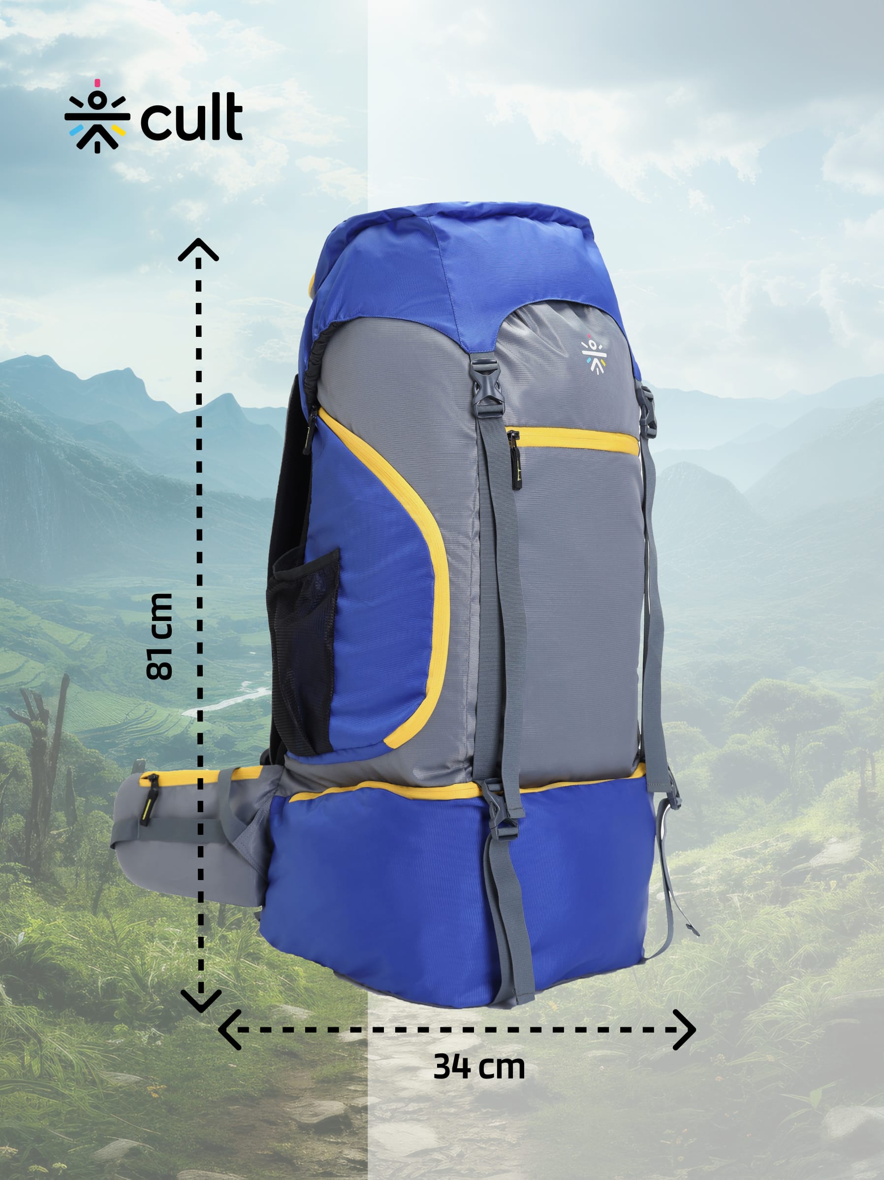 Travel Trekking Rucksack 80 L Blue