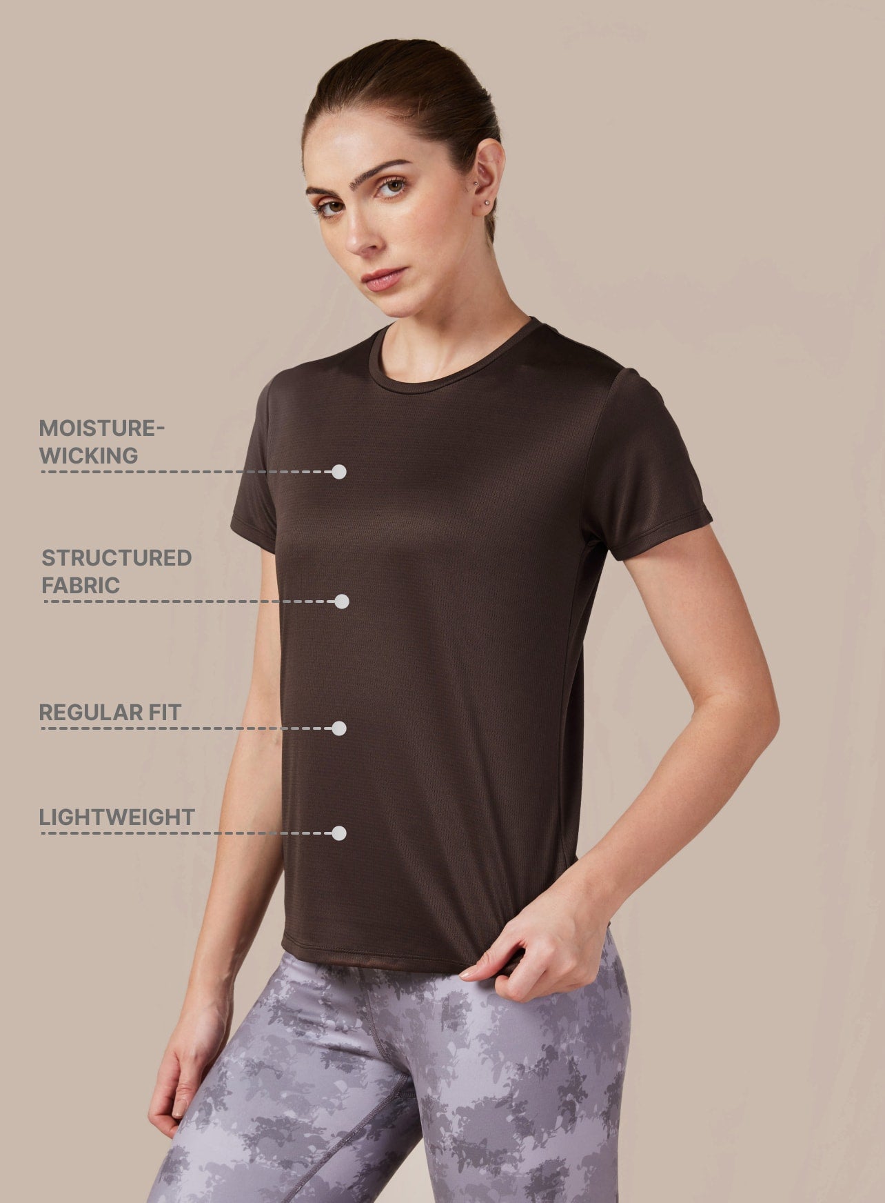 Women's Brown Performance T-shirt