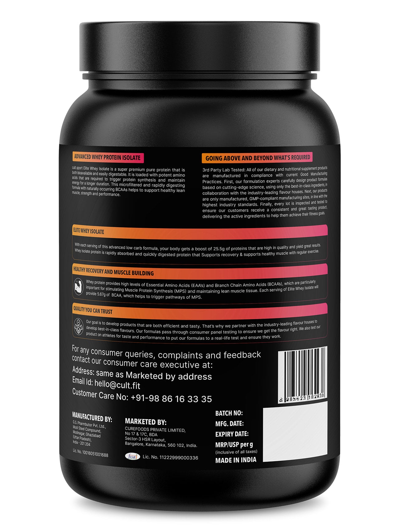 Elite Whey Isolate Advanced Whey Protein - 908g | Protein Powder for Men & Women for Muscle Building & Recovery | 25g Protein Per Serving | 5g BCAA | 4.2g L - glutamine | Sugar free | Dutch Dark Chocolate