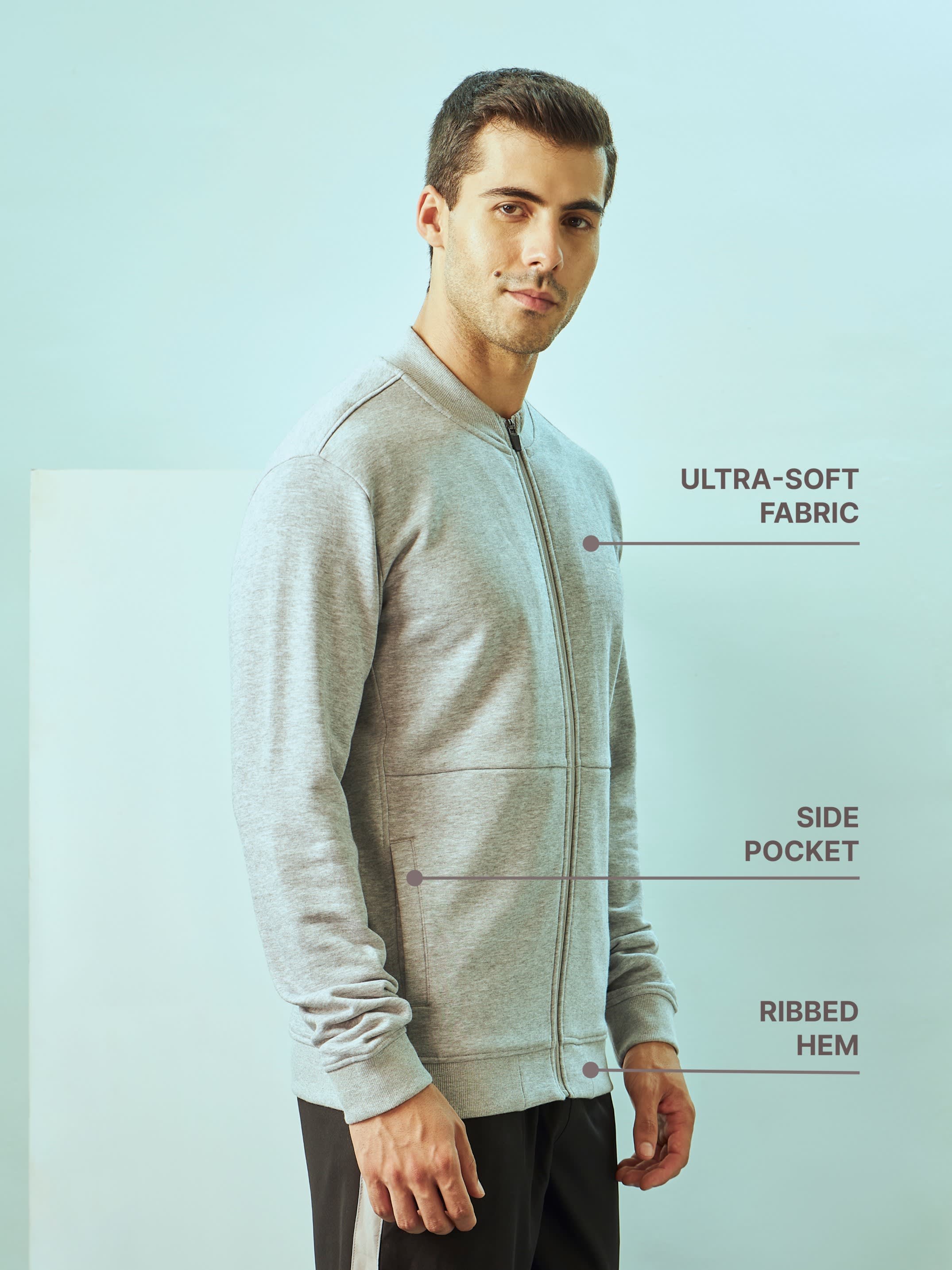 Panelled Zip-Front Sweatshirt