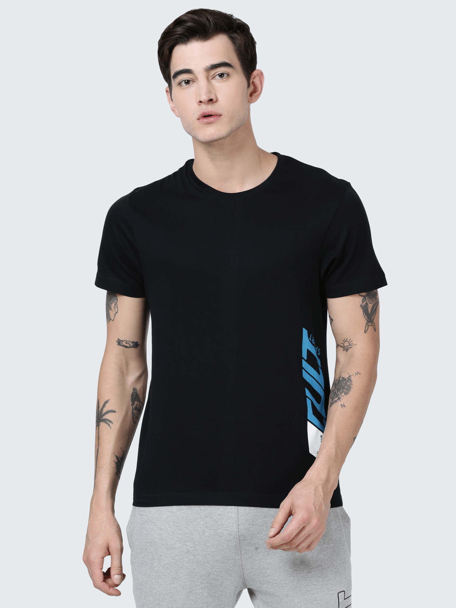 Everydays Row Black Cotton Tee