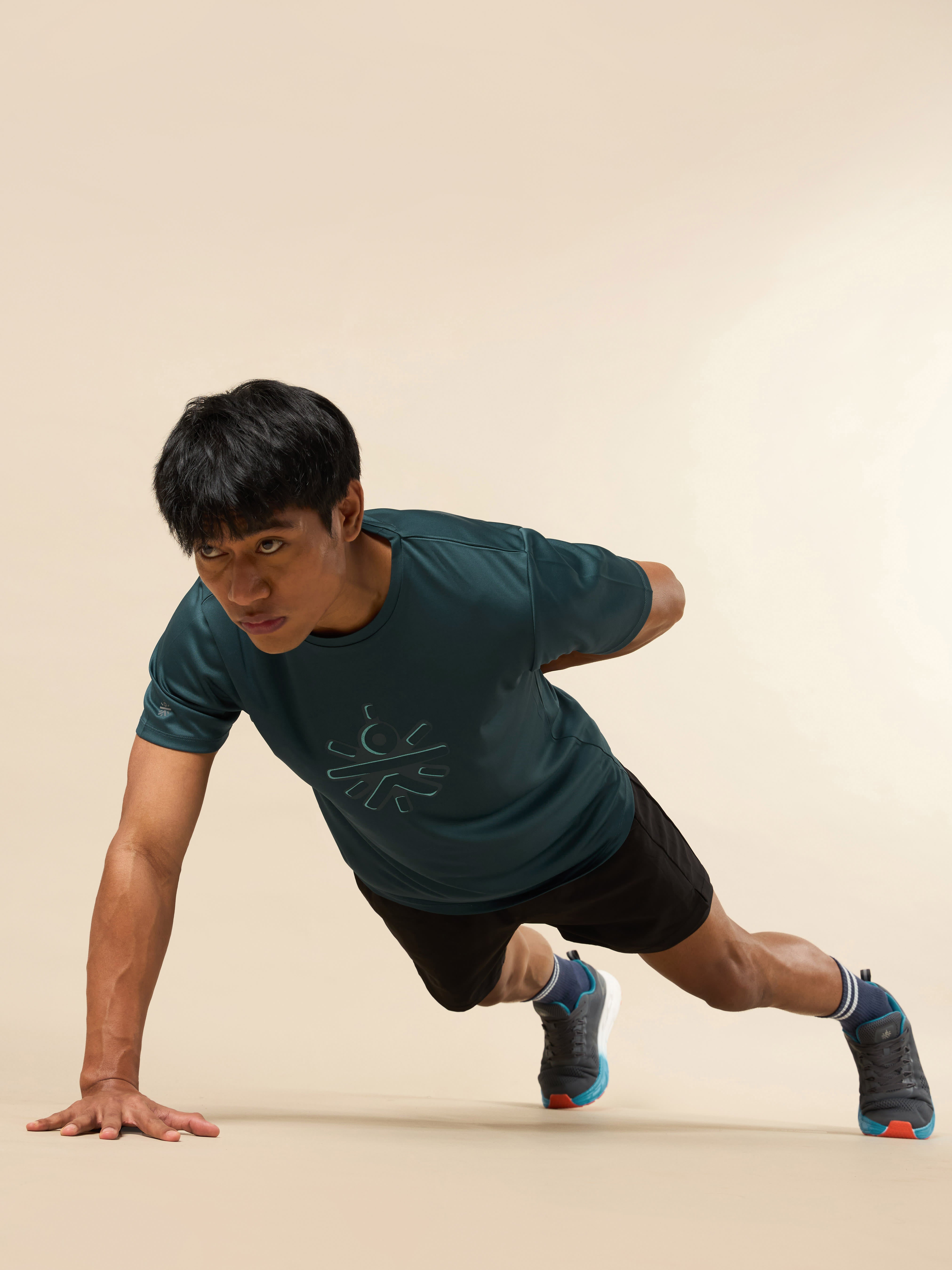 Men's Blue Brand Carrier Print T-shirt