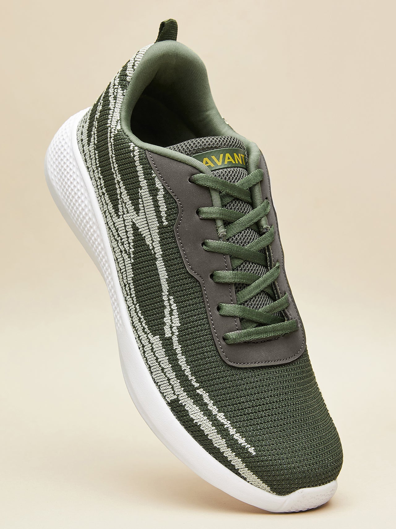 Avant Men's Dual Tone Knitted Walking Shoes-Olive