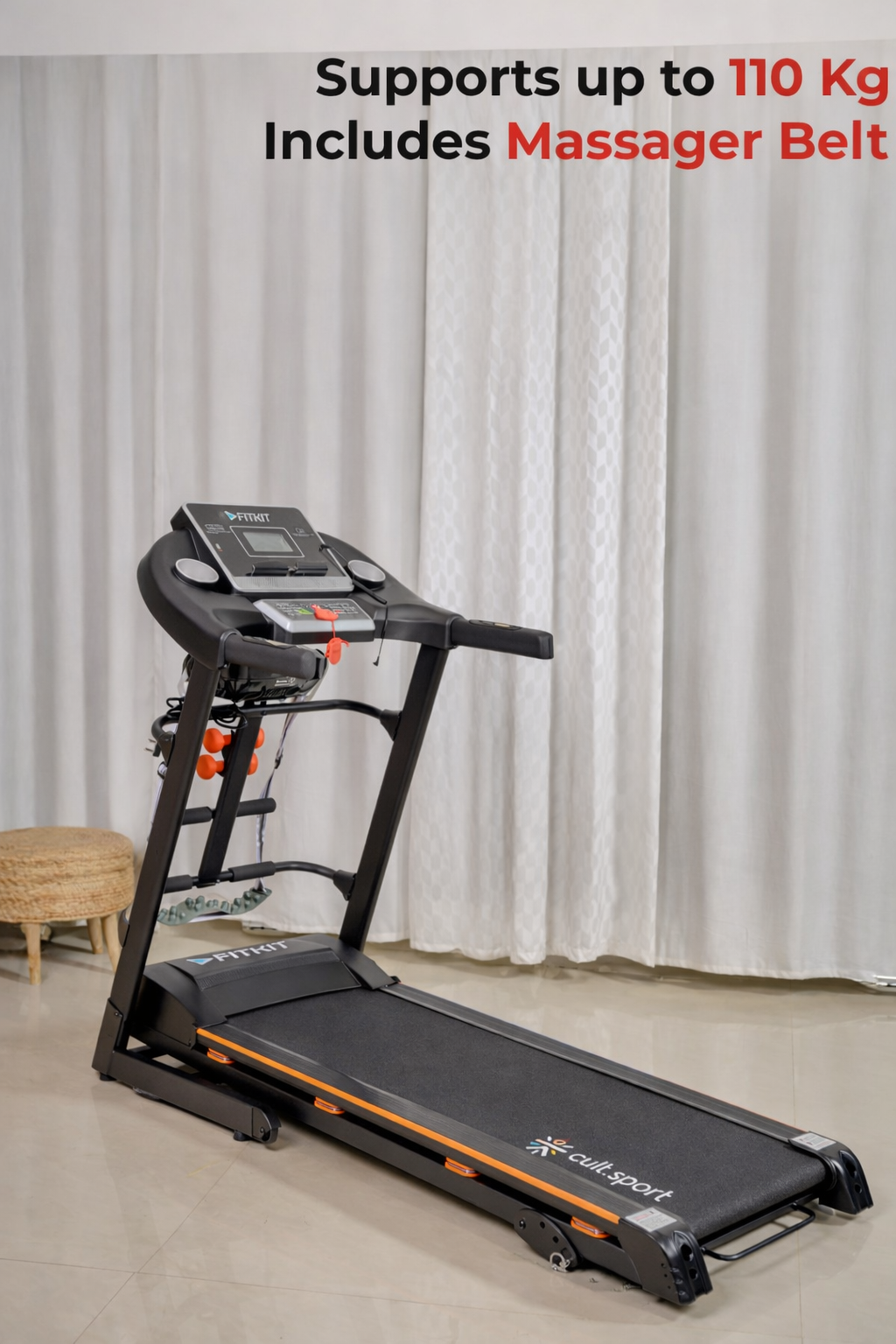 FT100M Treadmill 3.25HP | Massager | 3-level Manual-Incline | Max Weight-110kg | Max Speed-14.8kmph (with 6 months extended warranty)