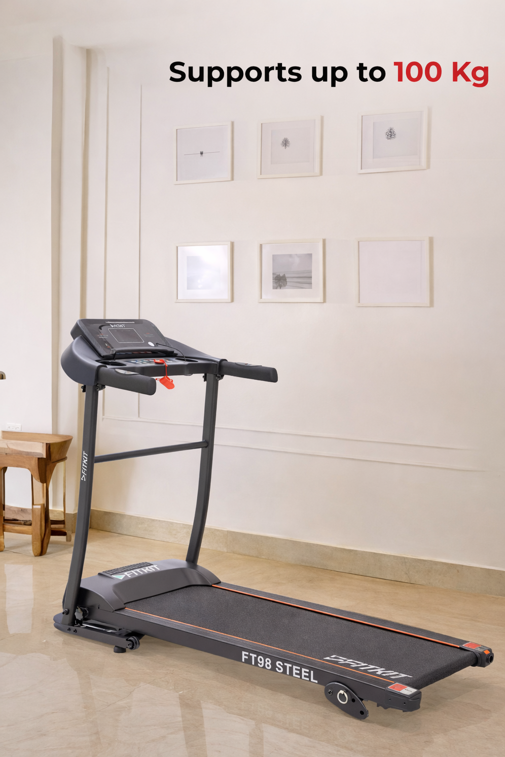 FT98Steel 3HP Treadmill | 3-Level Manual-Incline | Max Speed-12.8kmph | Max Weight-100kg (with 6 months extended warranty)