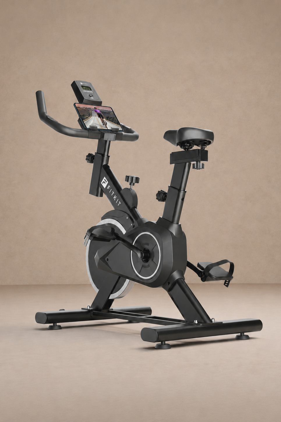 Fitkit by Cult FK8001 Spin Bike with 8Kg Flywheel, LED screen, Adjustable Brake Pad Resistance with Belt Drive System for Fitness at Home Workouts | Max Weight : 130 kg (Black)