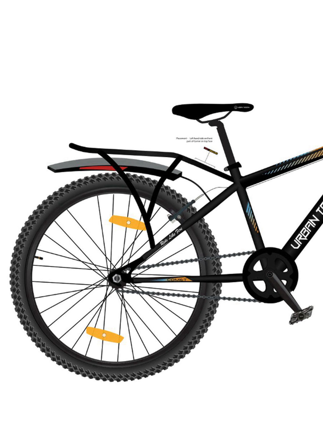 Urban Terrain Comet 26T Single Speed Steel Mountain Bike with Inbuilt Carrier (Black)