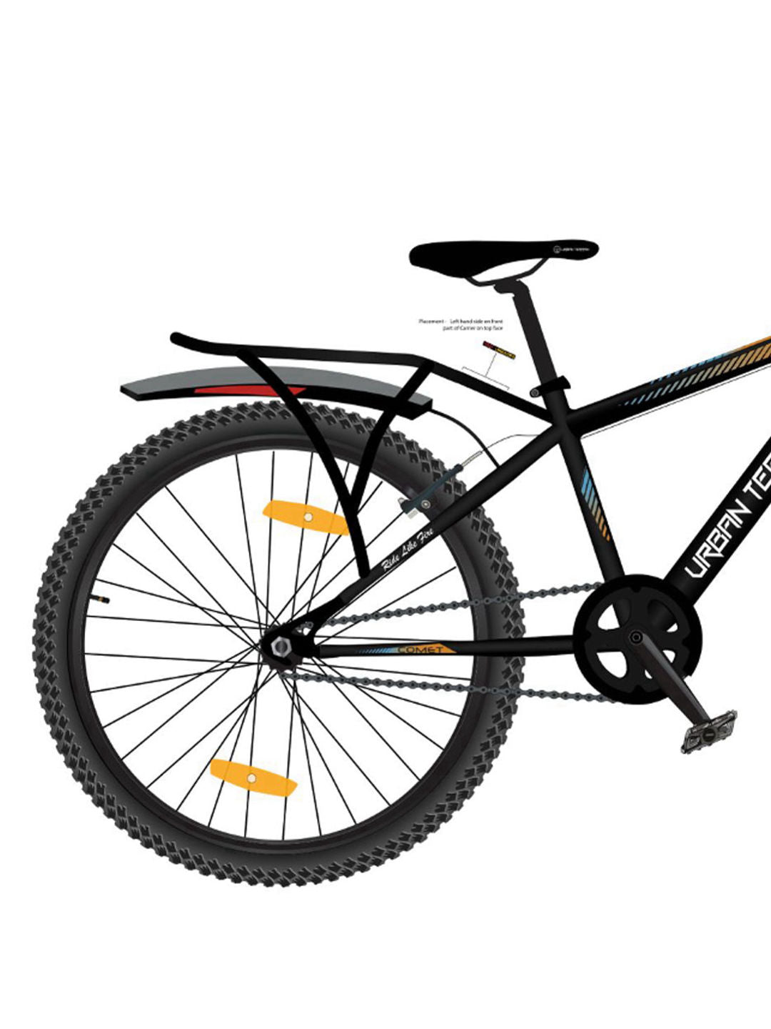 Urban Terrain Comet 26T Single Speed Steel Mountain Bike with Inbuilt Carrier (Black)