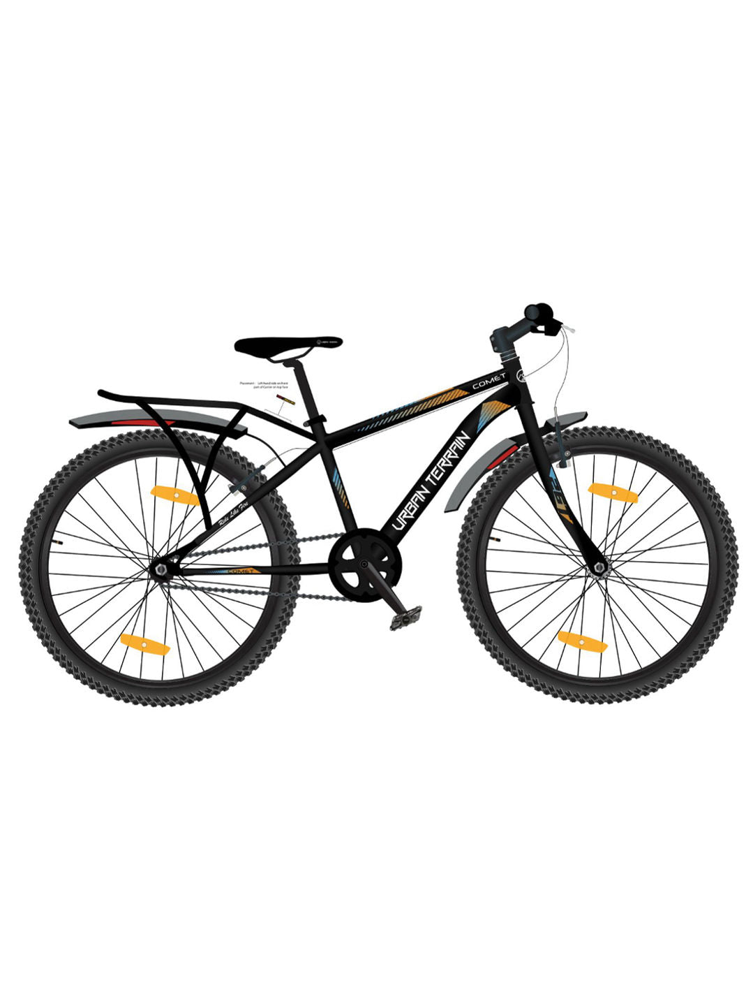 Urban Terrain Comet 26T Single Speed Steel Mountain Bike with Inbuilt Carrier (Black)