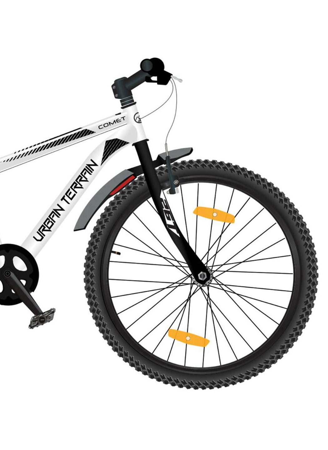 Urban Terrain Comet 26T Single Speed Steel Mountain Bike with Inbuilt Carrier (White)