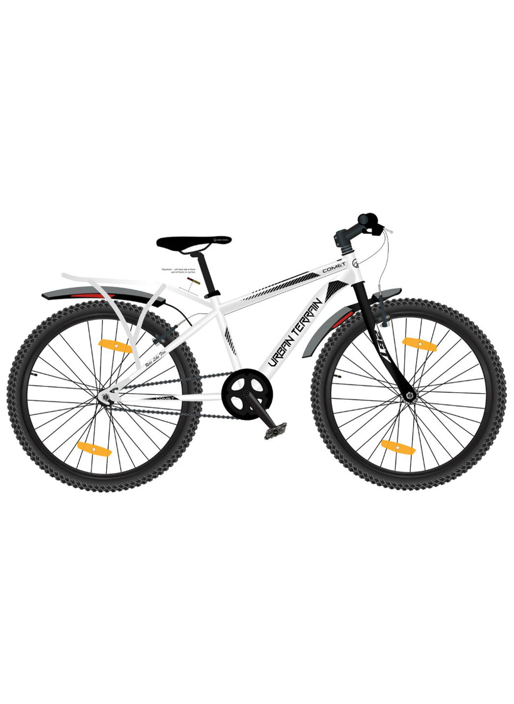 Urban Terrain Comet 26T Single Speed Steel Mountain Bike with Inbuilt Carrier (White)