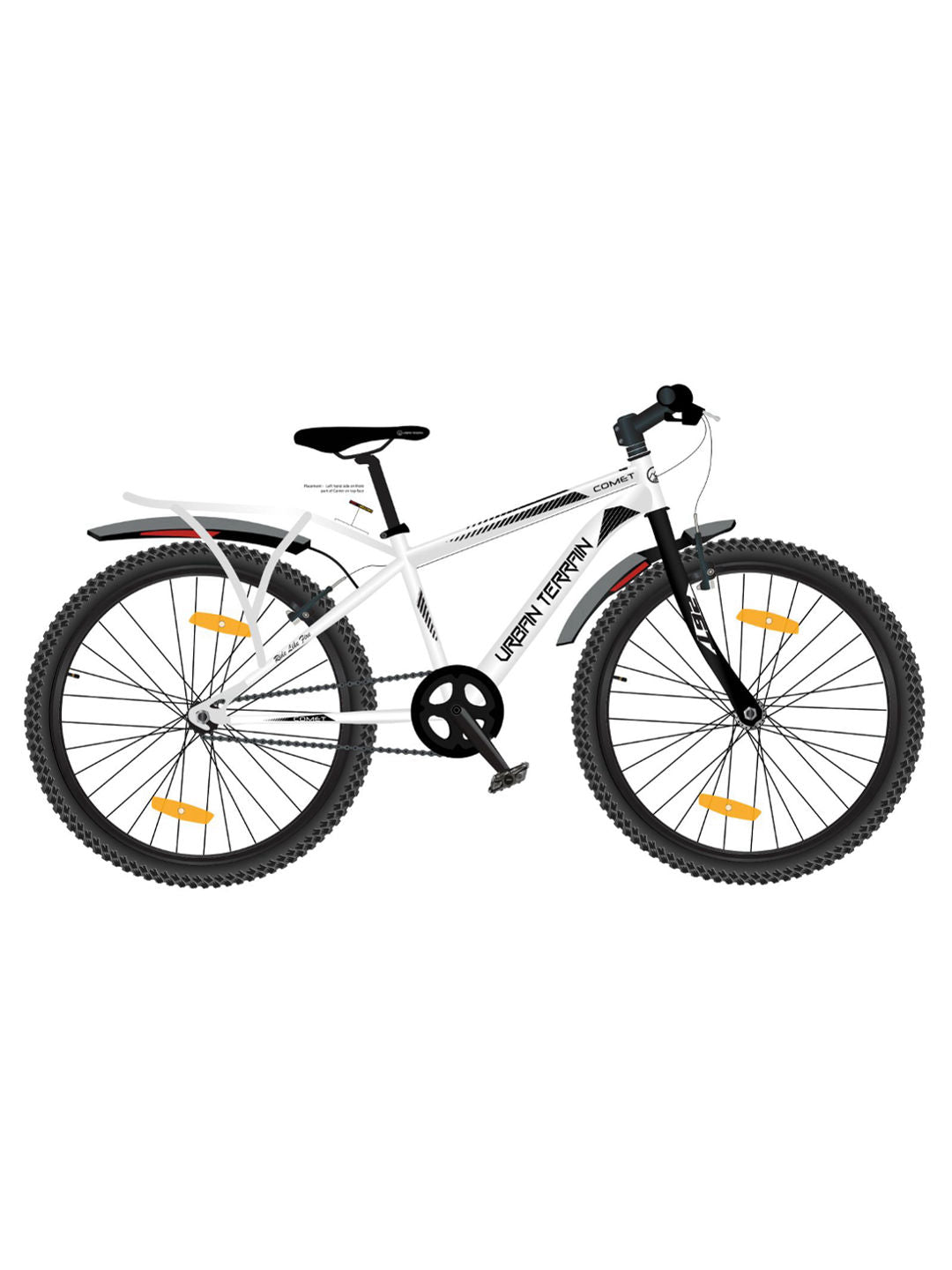 Urban Terrain Comet 26T Single Speed Steel Mountain Bike with Inbuilt Carrier (White)