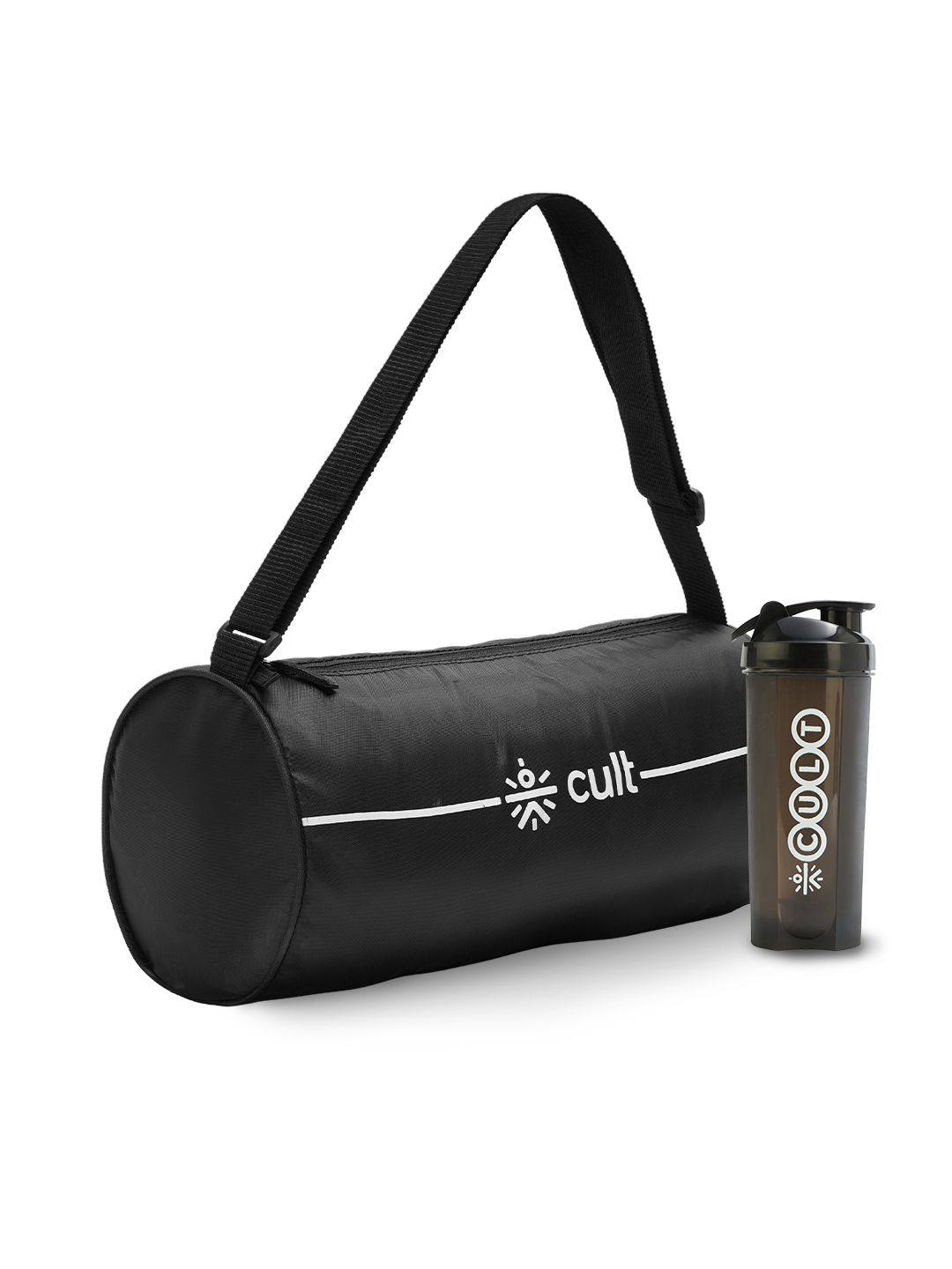 Cult Duffle Bag Black With Shaker Bottle Black 700Ml - Combo