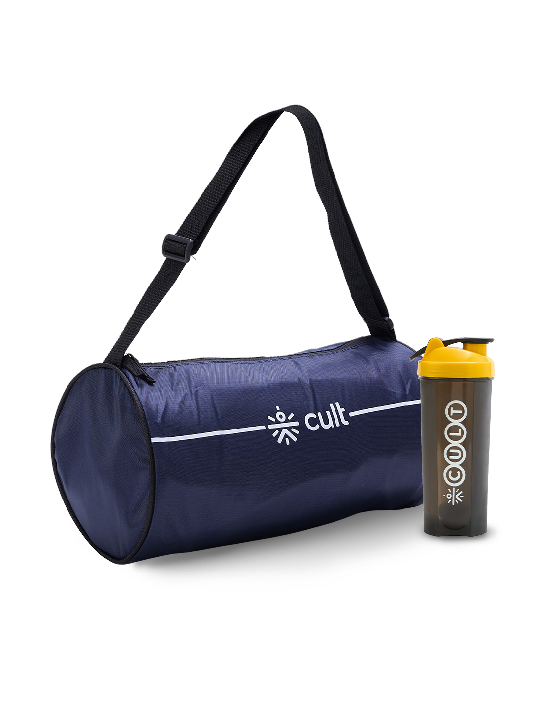 Cult Duffle Bag Blue With Shaker Bottle Yellow 700Ml - Combo