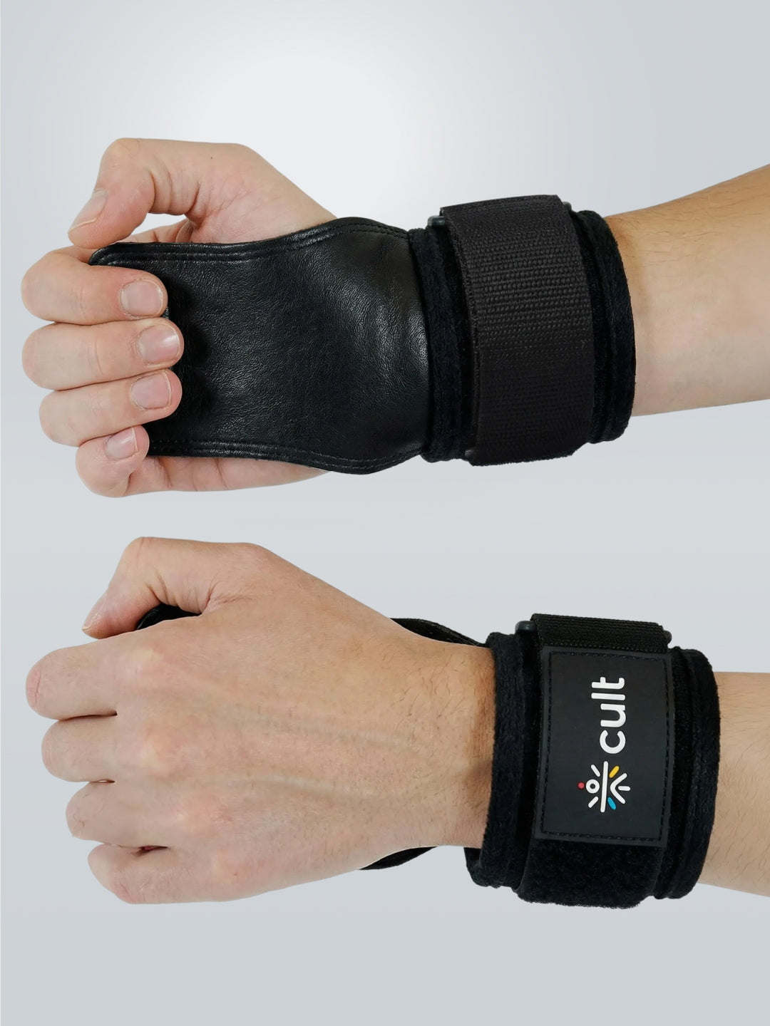 Cult Folding Open Half Finger Gym Gloves with Leather Grip – Breathable Mesh, Sweat-Free Comfort for Training & Weightlifting OneSize