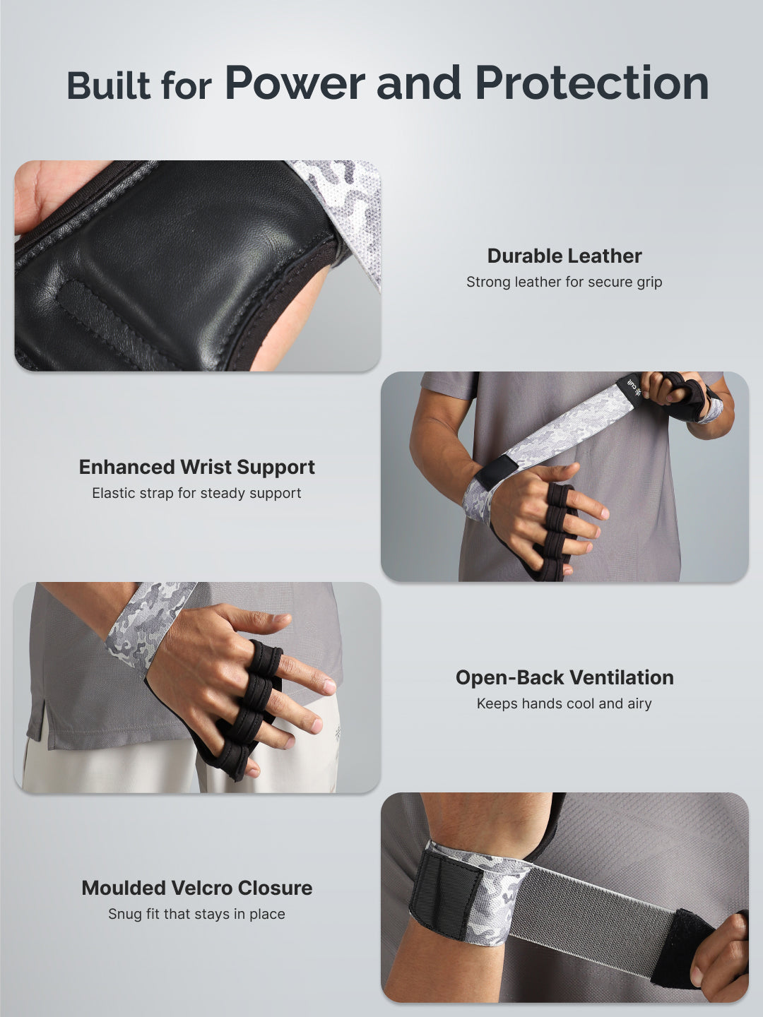 Cult Open Half Finger Gym Gloves with Leather Grip – Breathable Mesh, Sweat-Free Comfort for Training & Weightlifting