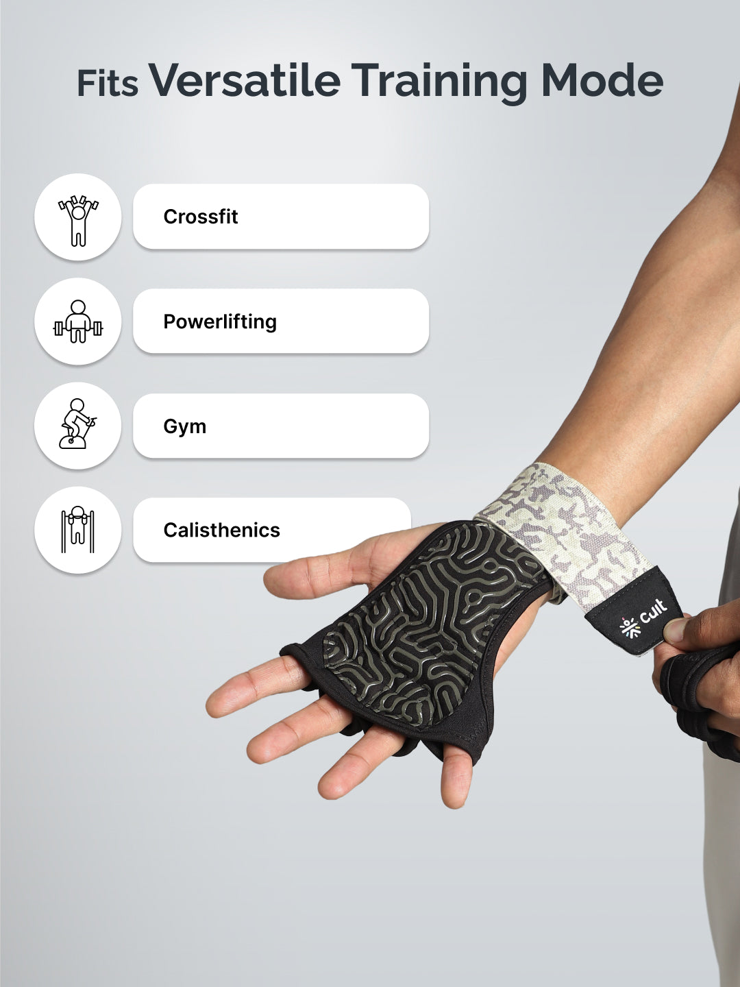 Cult Open Half Finger Gym Gloves with Silicone Grip – Breathable Mesh, Sweat-Free Comfort for Training & Weightlifting