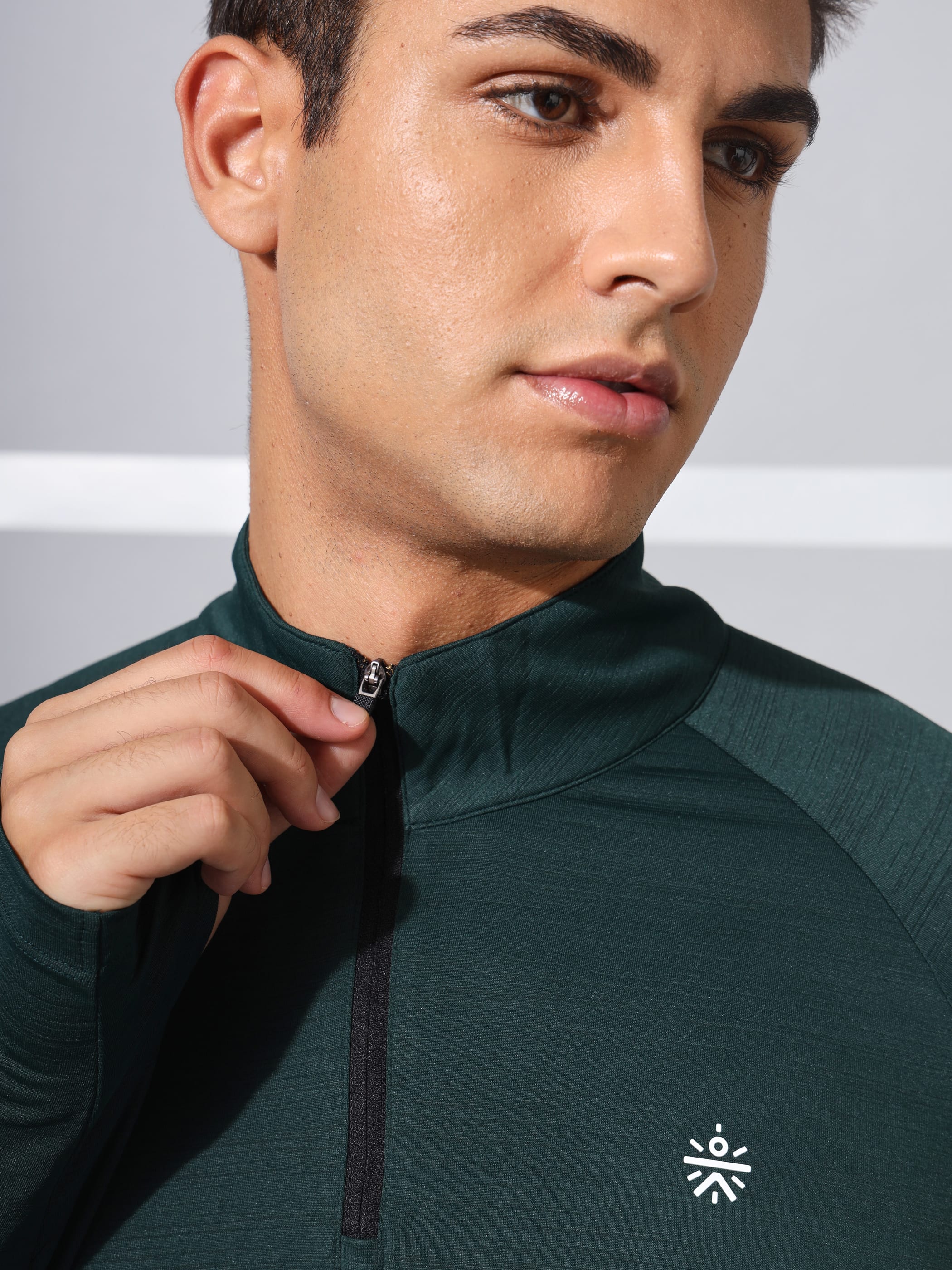 High Neck Active T-shirt with Thumbholes