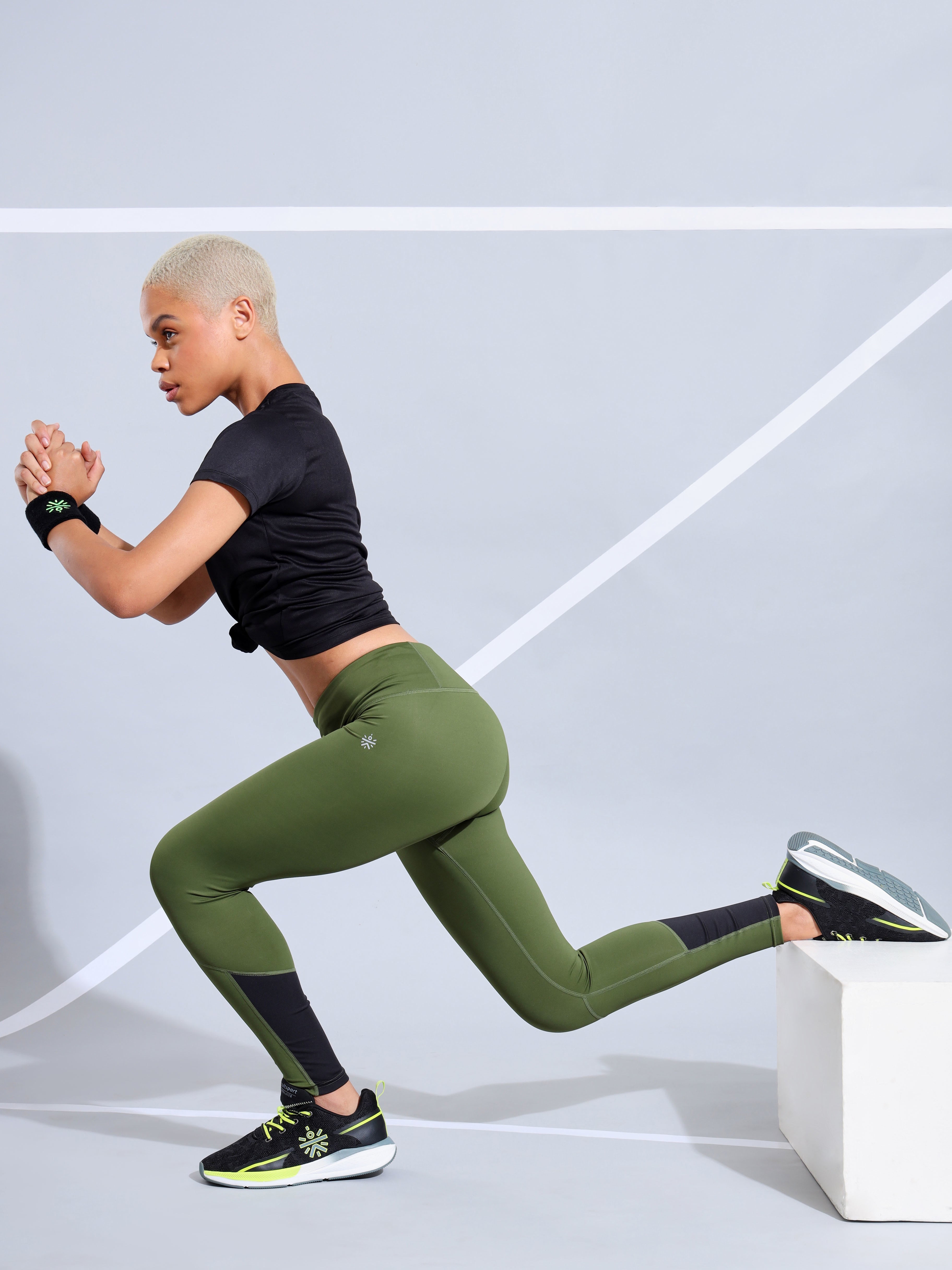 Olive Absolute Fit Tights with Back Pocket