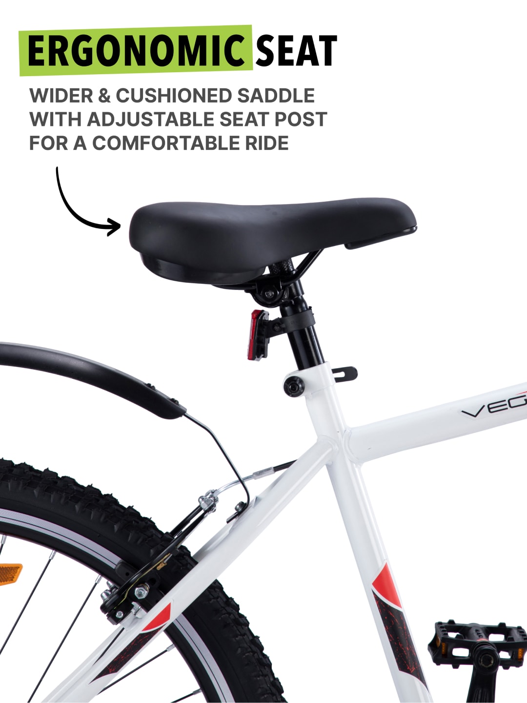 Vegas White Steel Single Speed Cycle 26 inch City Bike with Double Wall Rim and Rigid Fork