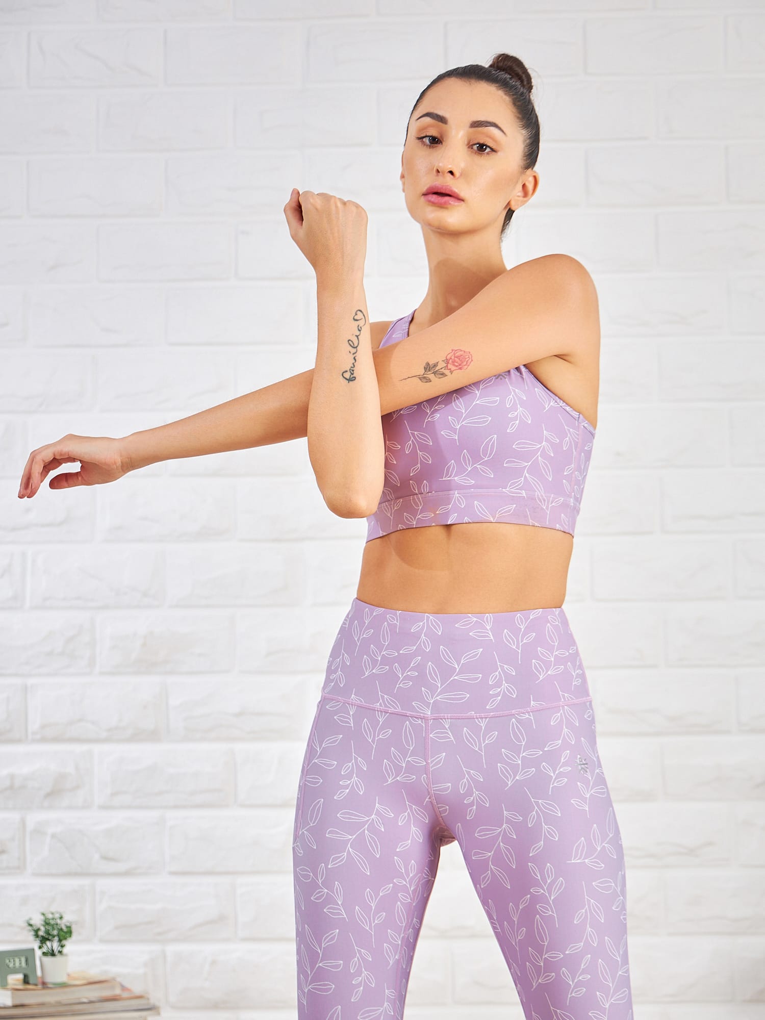 Leaf Print Medium Impact Sports Bra