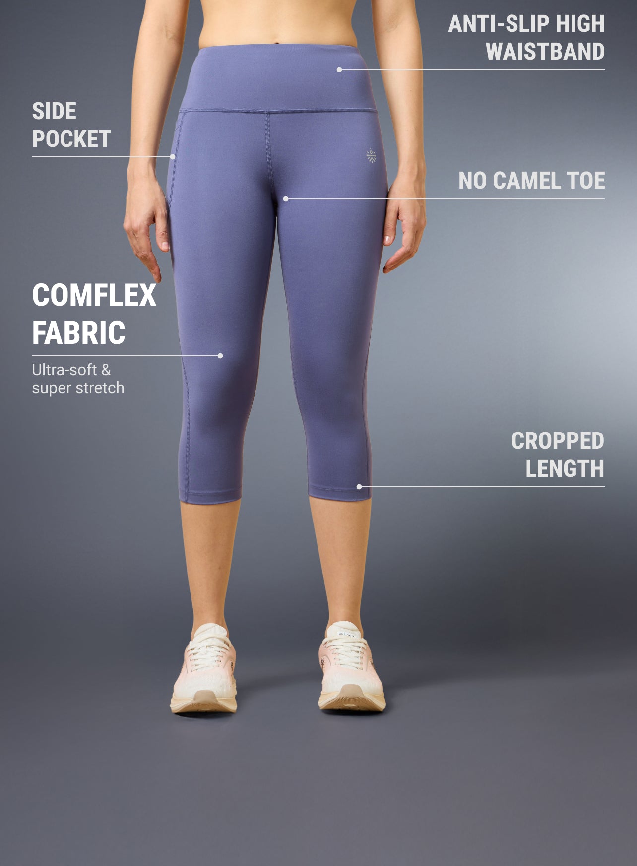 Women's Purple Everyday Run Cropped Length Tights