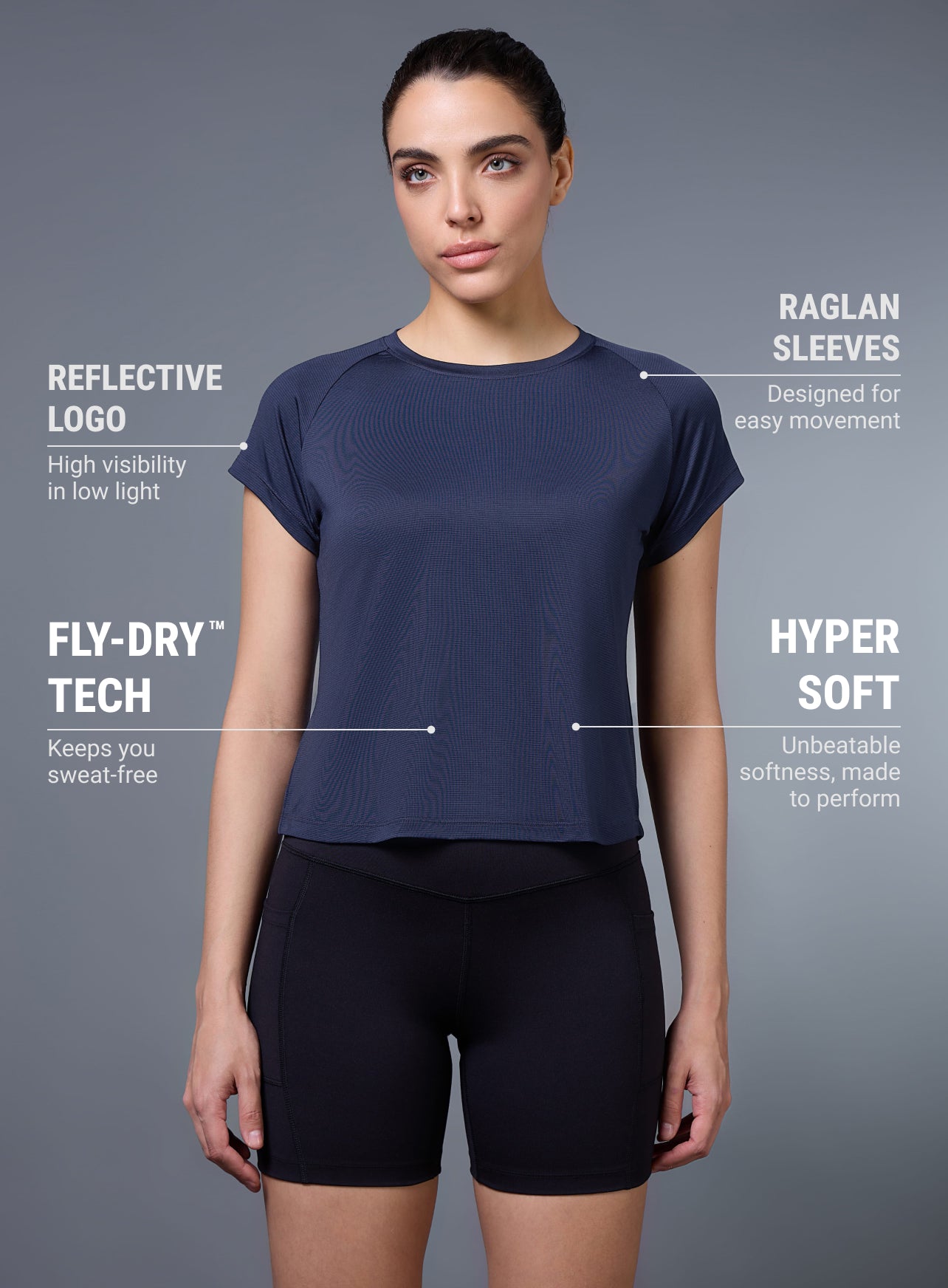 Women's Navy Run Forward T-shirt