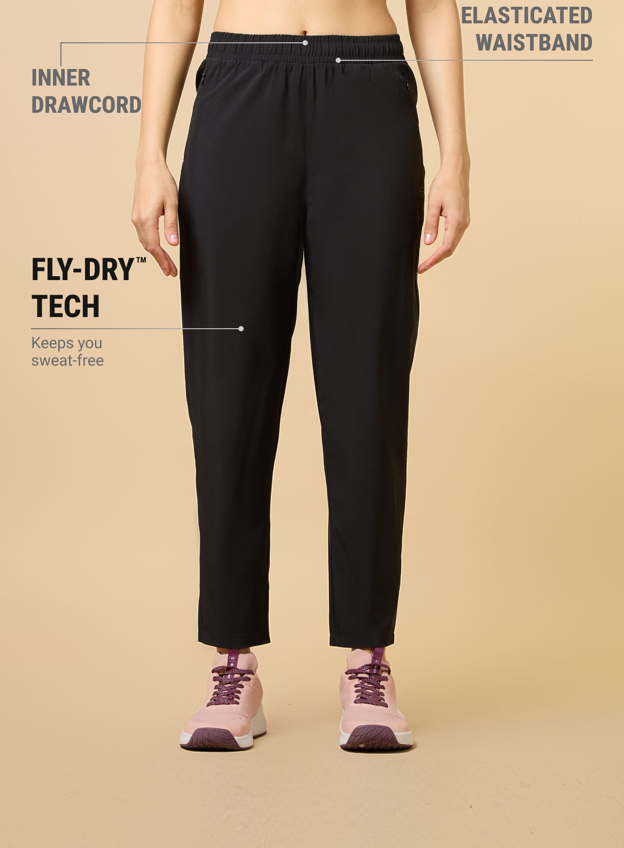 Women's Black Training All Form Cropped Trackpants