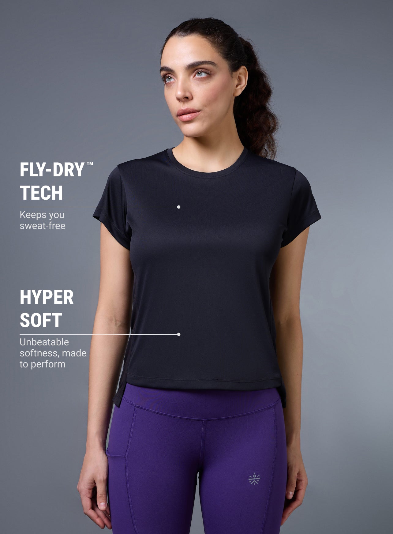Women's Black Run Elevate Cropped T-shirt