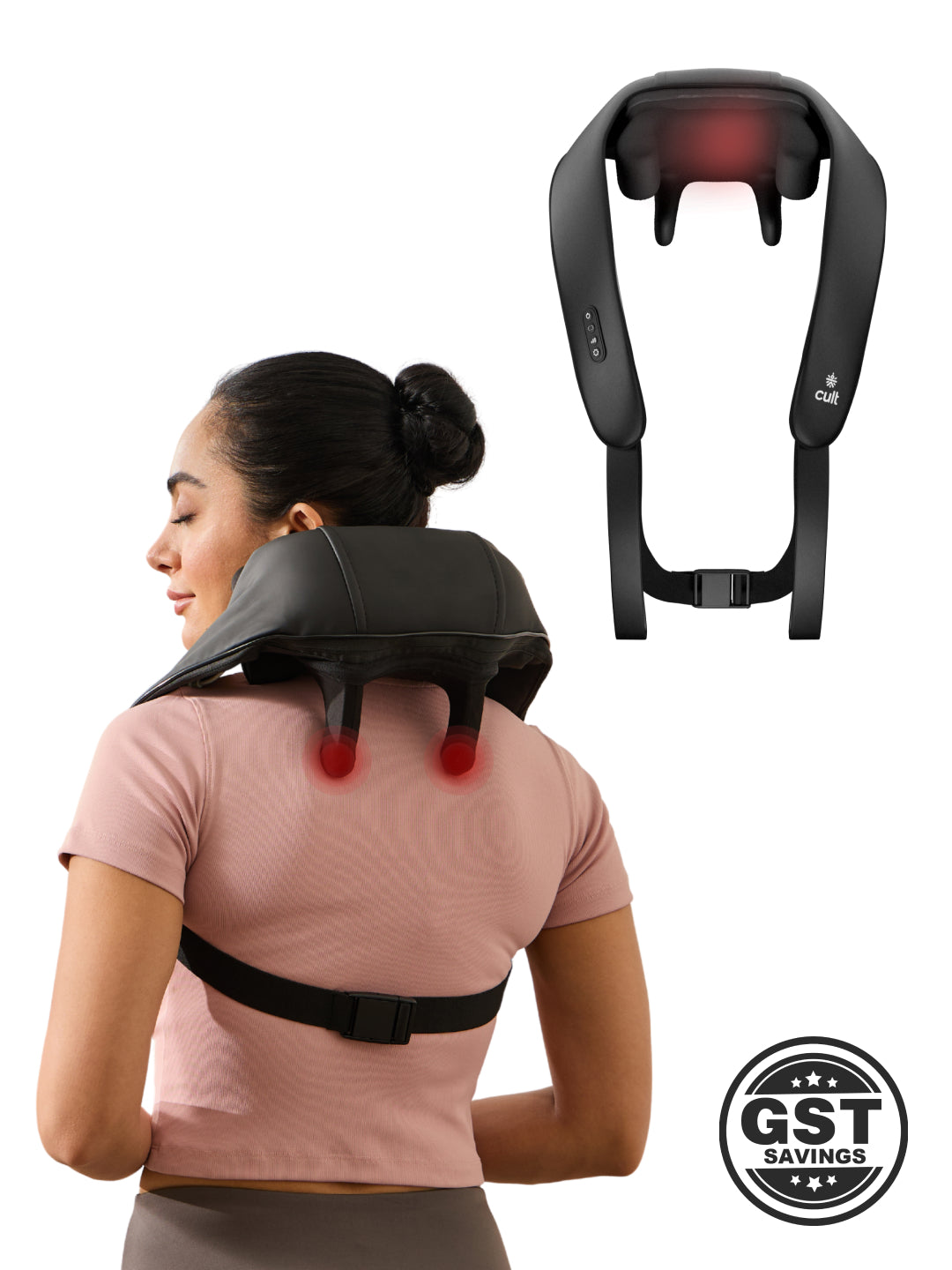 Cult Deep Relax Shoulder massager, 3 speed levels, Deep tissue Kneading Shiatsu rollers for Pain Relief, Cordless Massager