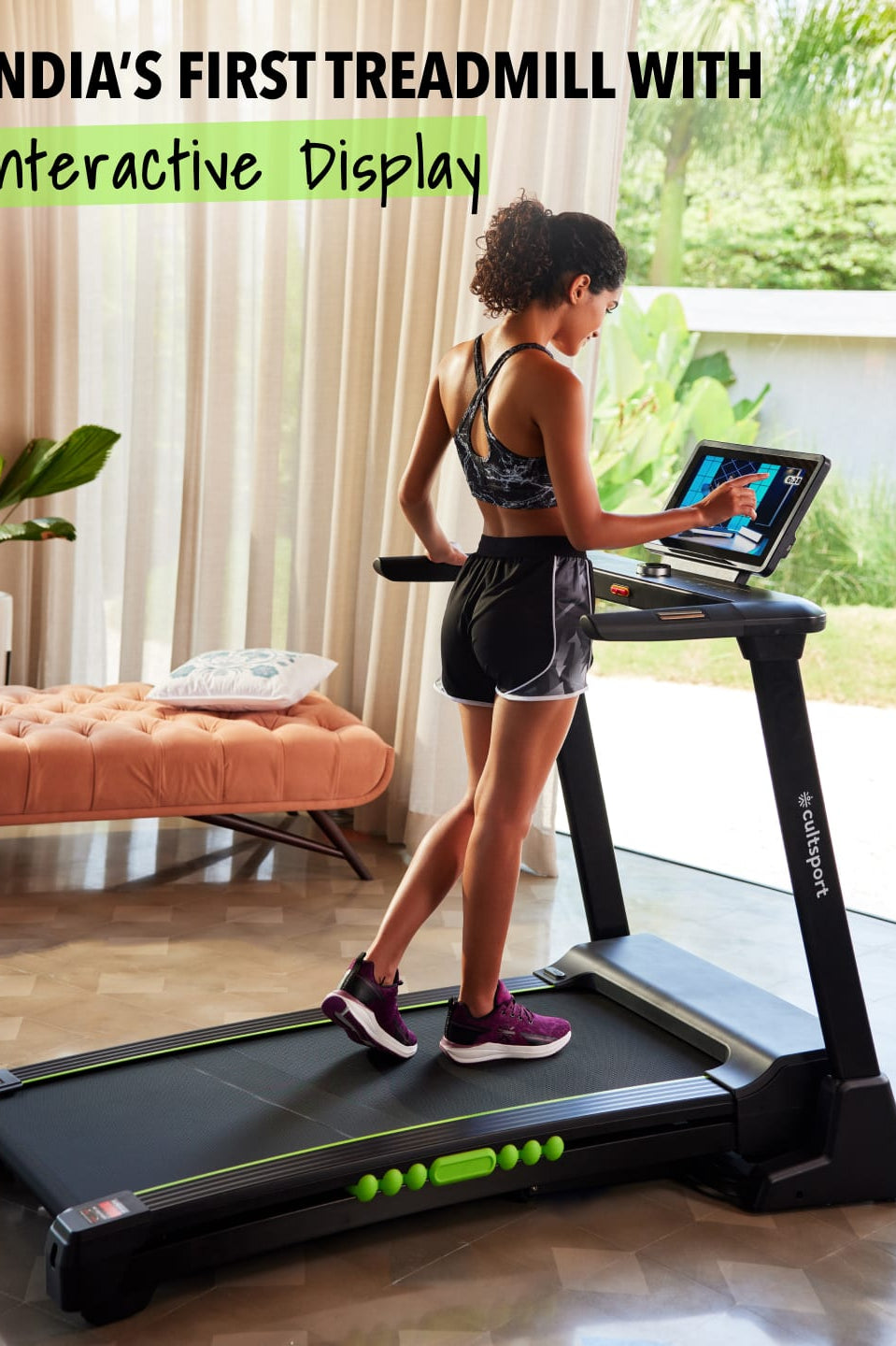 SmartRUN X1, Touch screen LCD interactive screen treadmill, 2HP Motor, Foldable, Compact, Bluetooth enabled, Home workouts (with 6 months extended warranty)