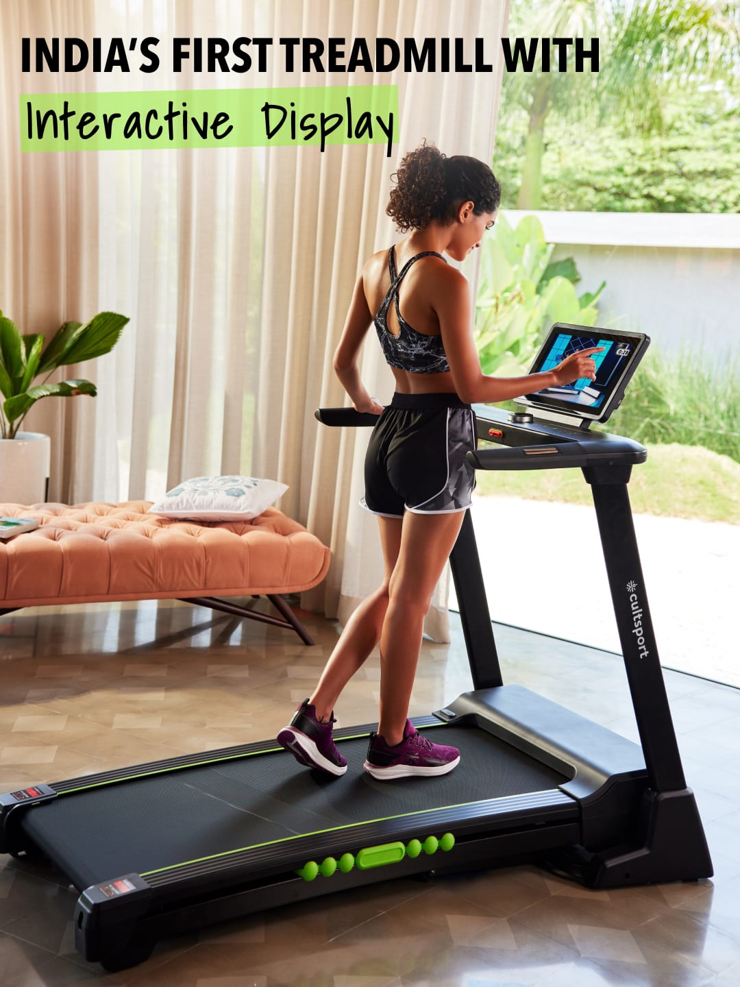 SmartRUN X1, Touch screen LCD interactive screen treadmill, 2HP Motor, Foldable, Compact, Bluetooth enabled, Home workouts (with 6 months extended warranty)
