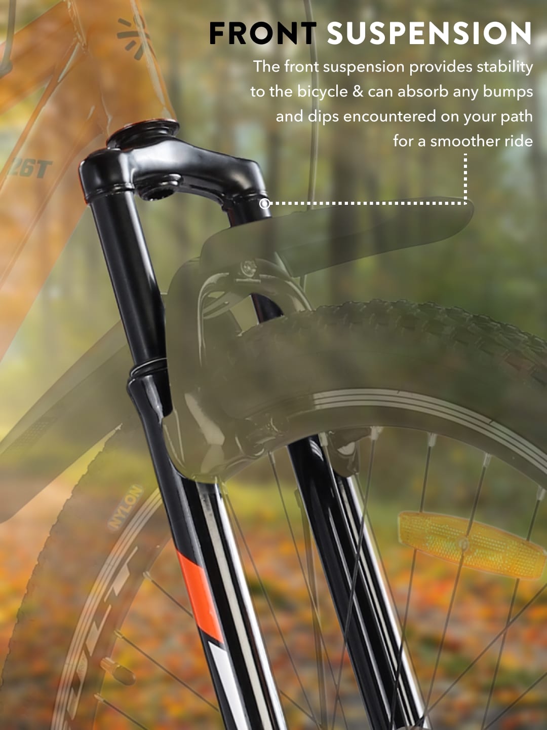 DAUNTLESS26TORANGEBLACK Steel Single Speed 26 inch Mountain Cycle, Dual Disc Brake, Front Suspension, Double Wall Rim