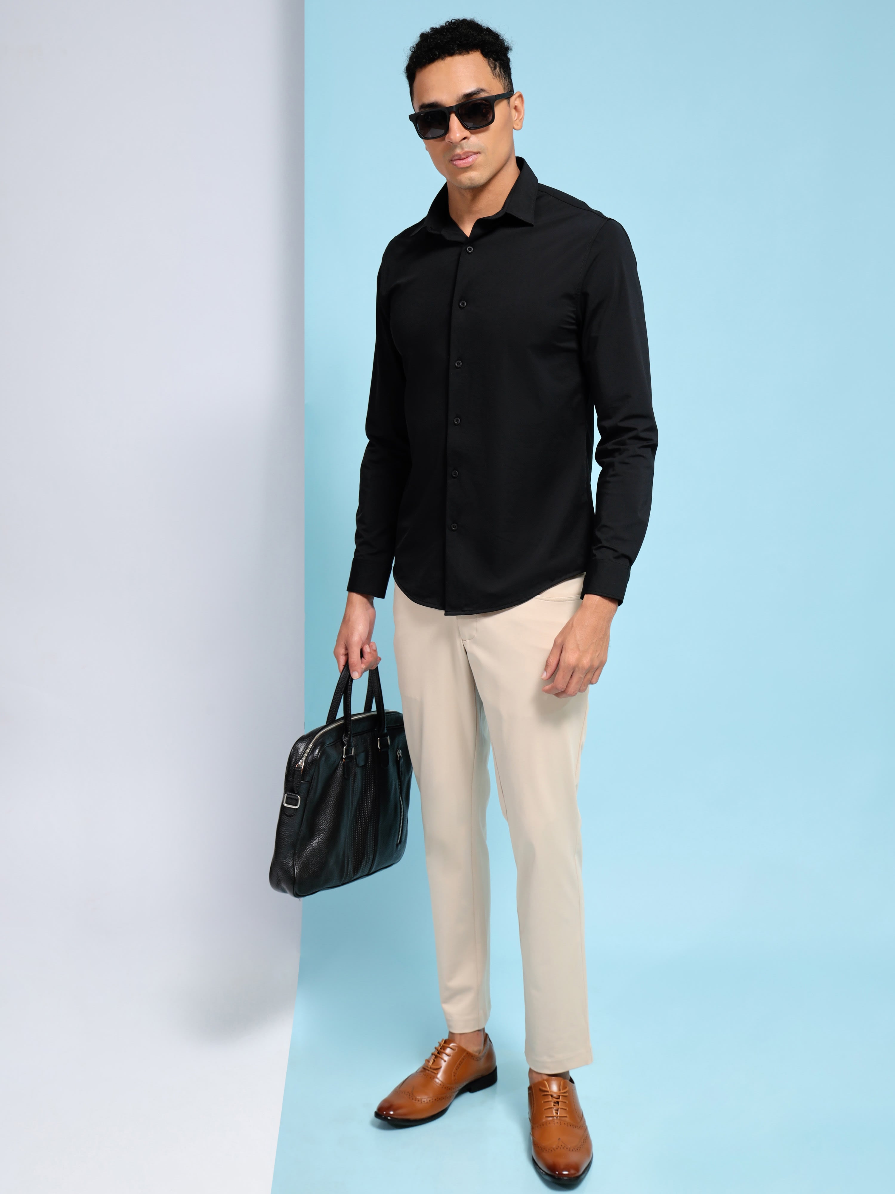 Slim Fit Spread Collar Shirt