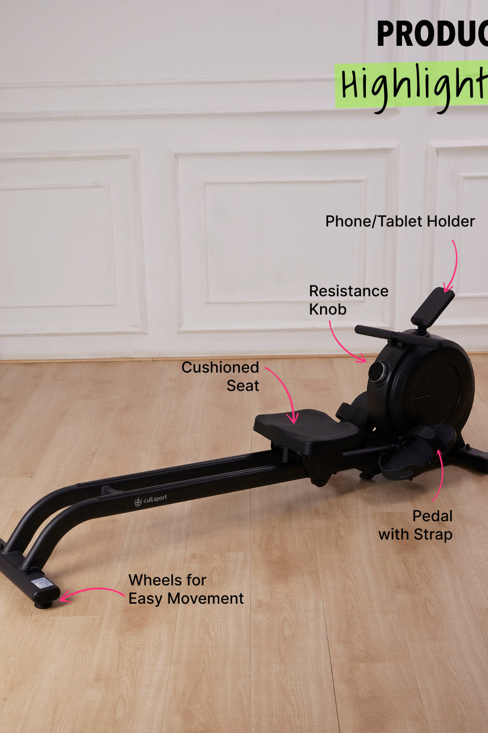 Cultsport Basel Rowing Machine | 32 Level Magnetic Resistance | Max User Weight-120kg (6 Months extended Warranty only on Cultsport.com)