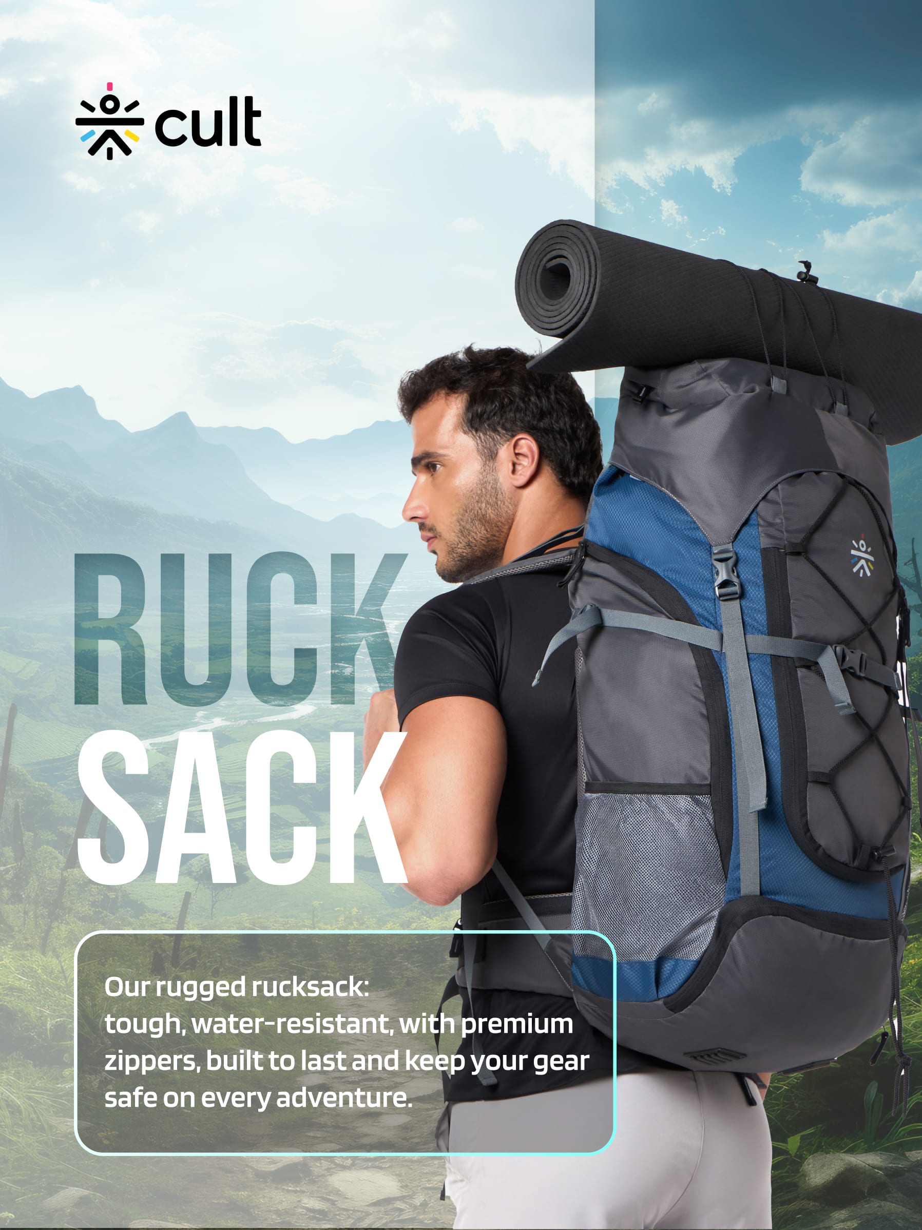 Travel Rucksack 65 L Grey Blue