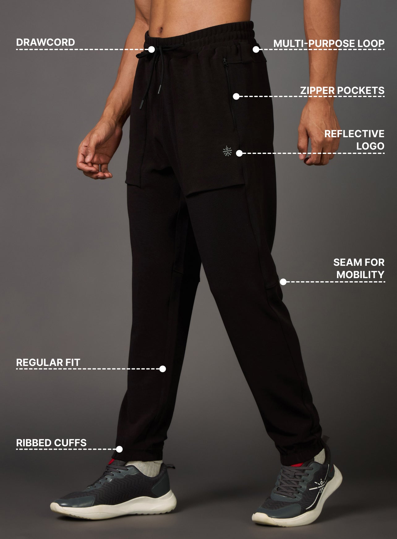 Men's Terrain Black Running Trackpant