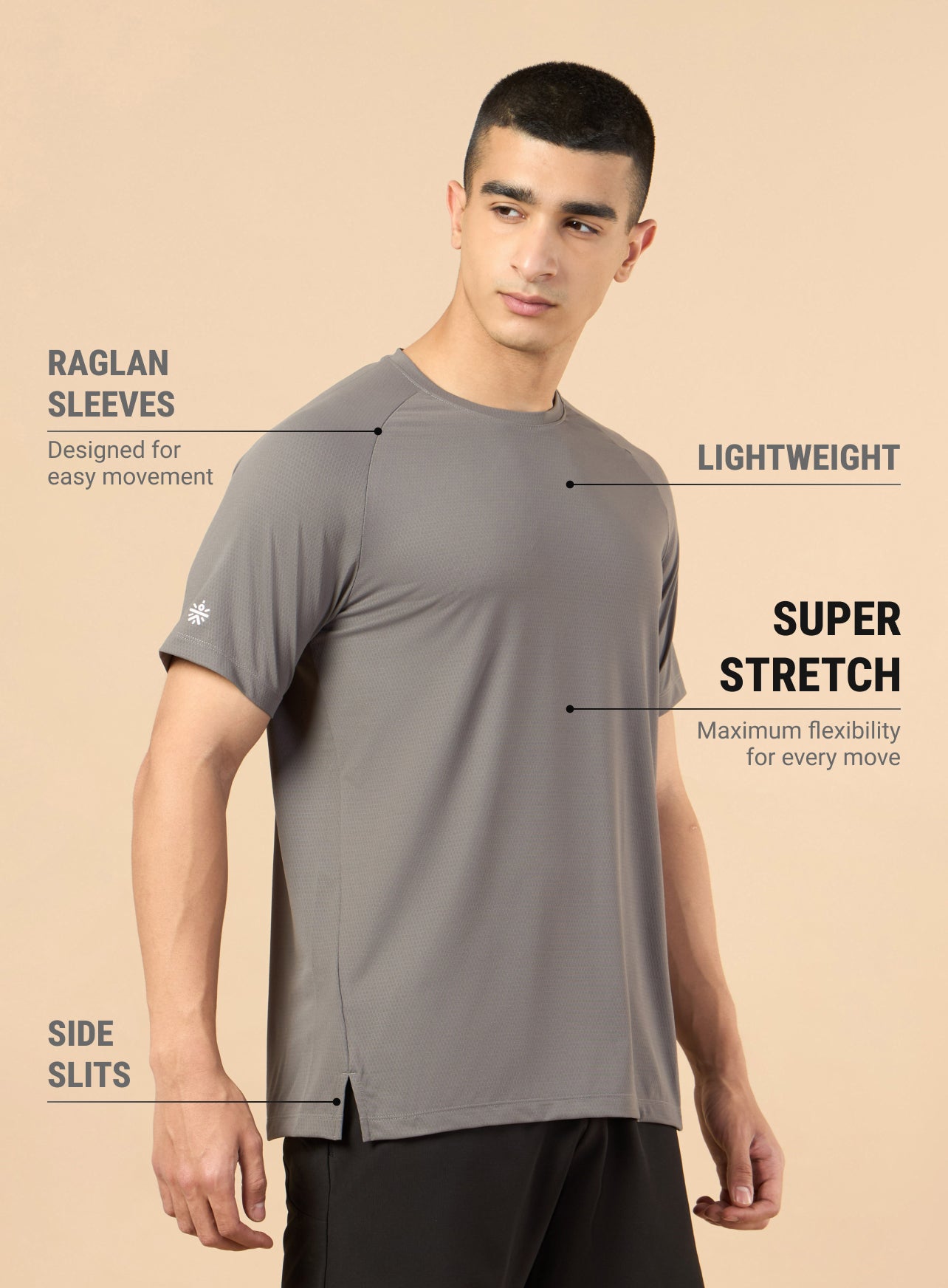 Men's Dark Grey All Workout Training T-shirt