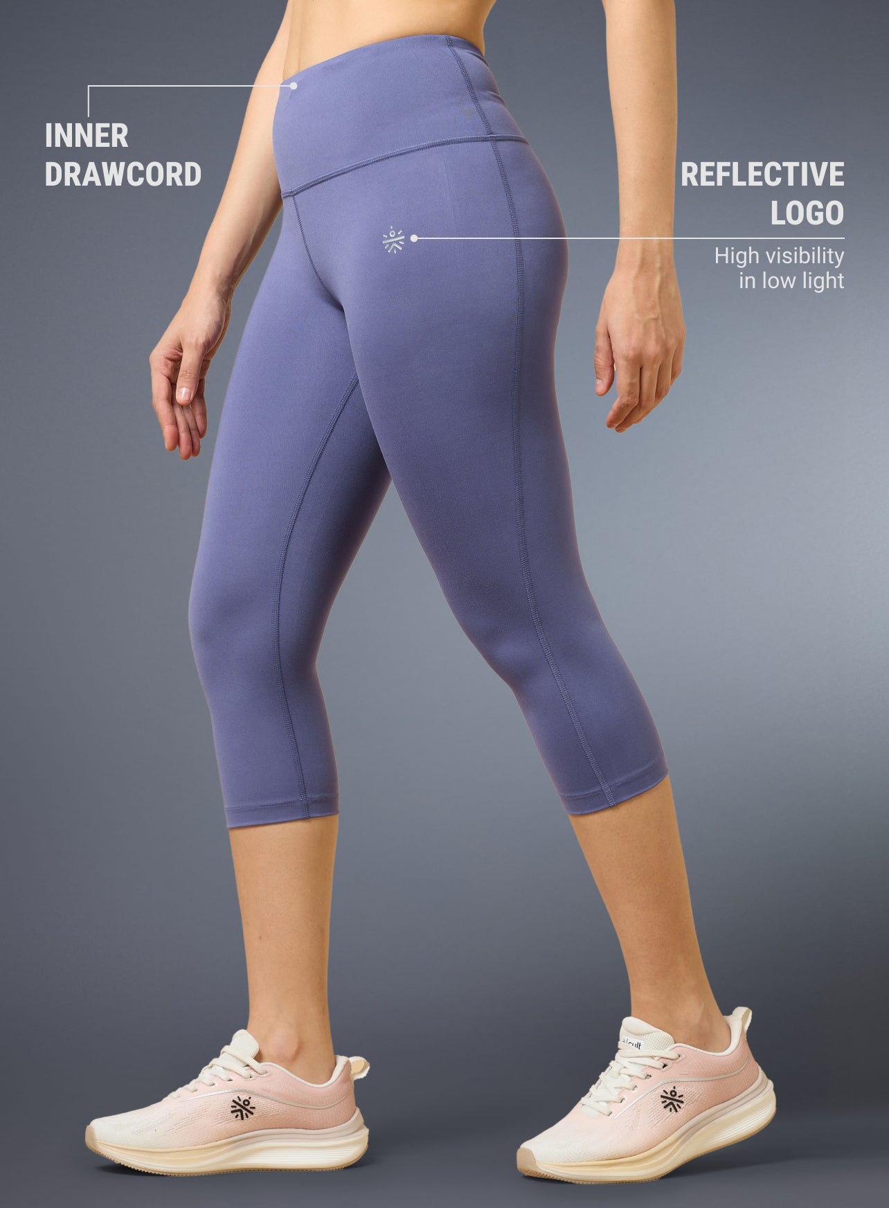 Women's Purple Everyday Run Cropped Length Tights