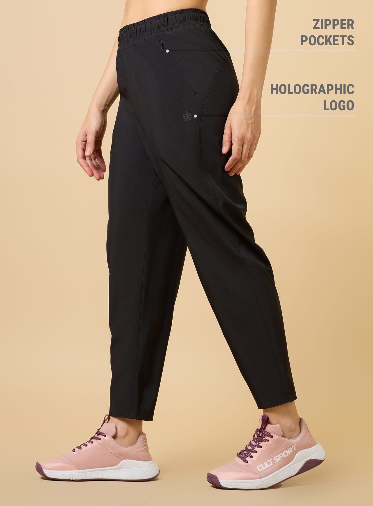 Women's Black Training All Form Cropped Trackpants