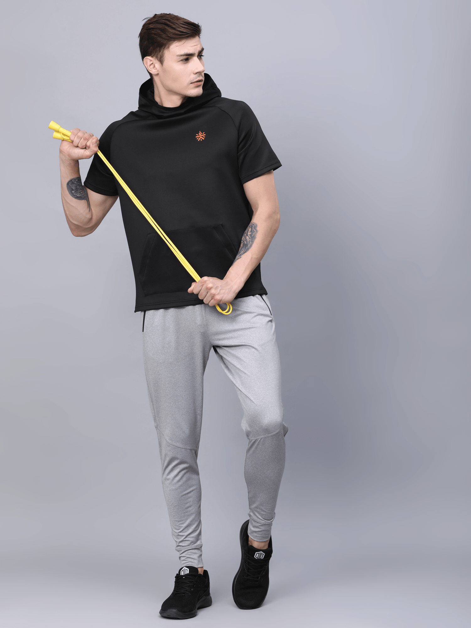 Abstract Hood Black Workout Tee