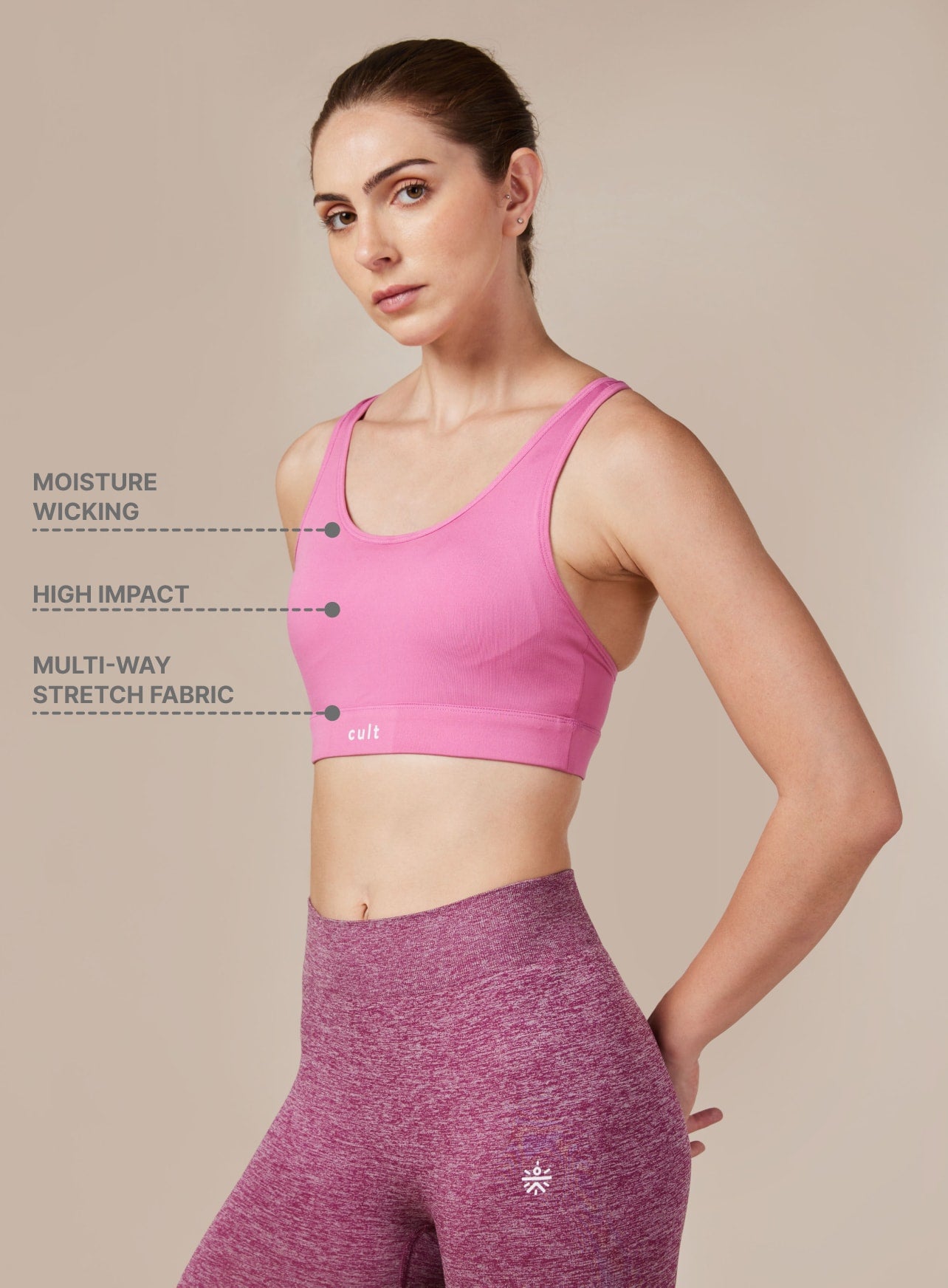 Women's Cult Pink Criss Cross Back Bra